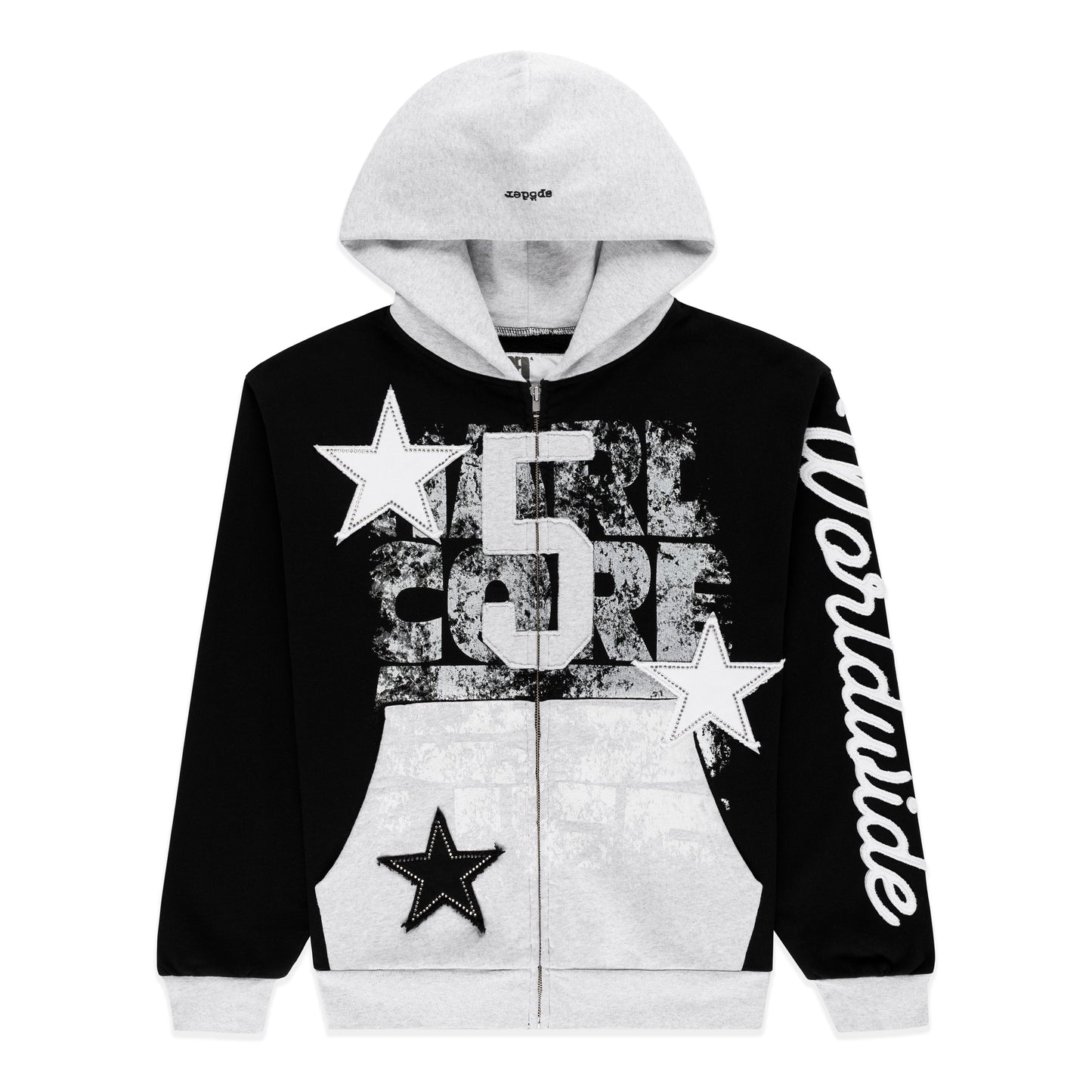 BLACK TRIPLE 5 STITCH ZIP UP