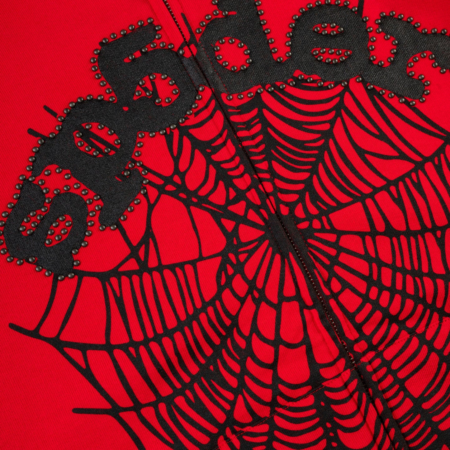 RED OG WEB STUDDED ZIP HOODIE