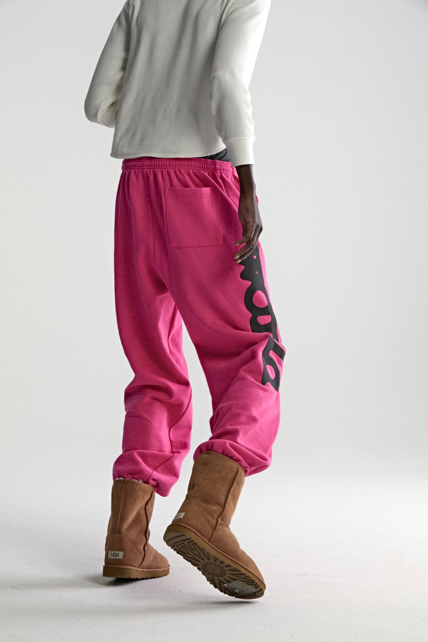 PINK BELUGA V2 SWEATPANT ON MODEL