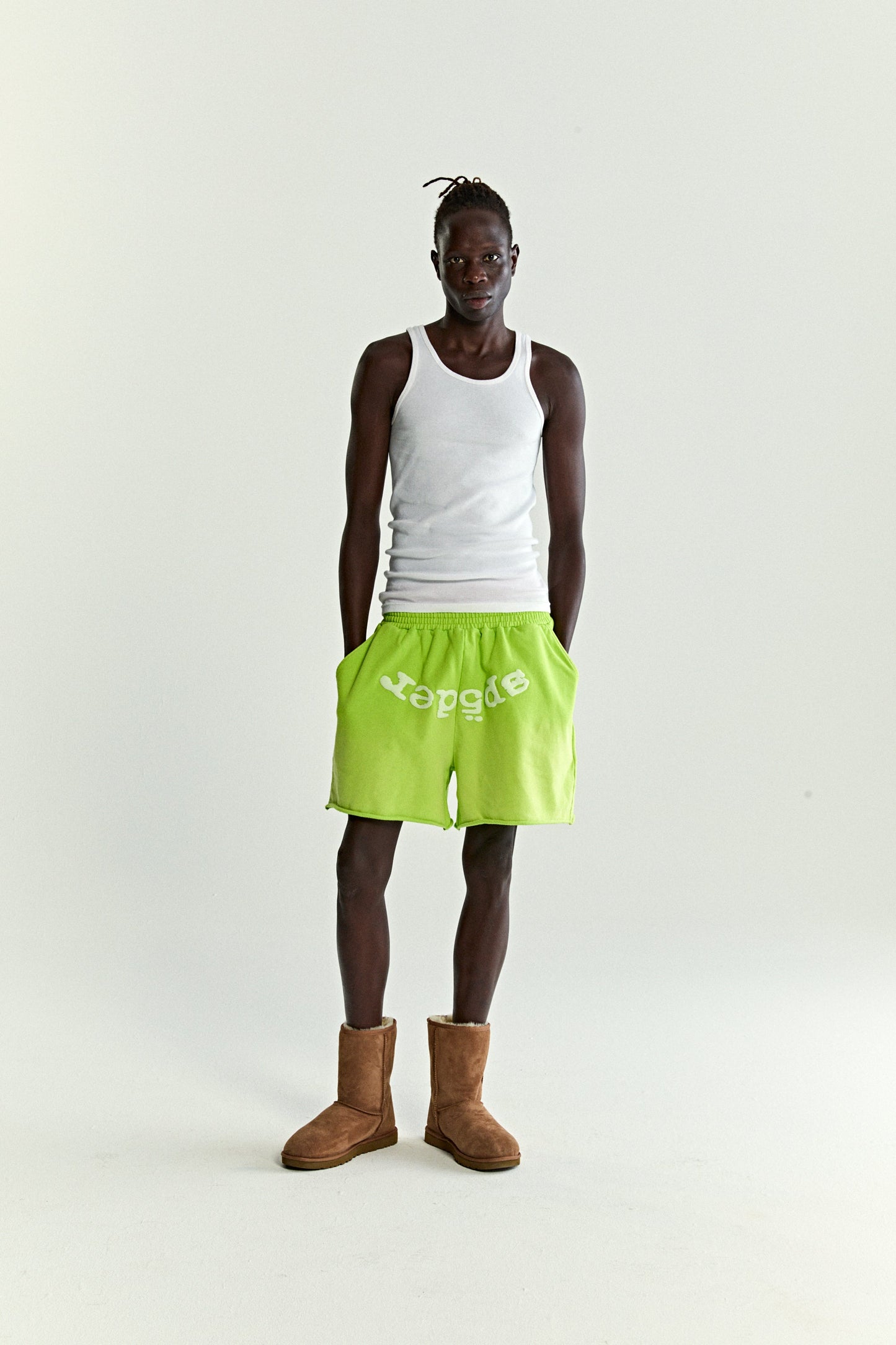 ACID GREEN OG WEB V2 SWEATSHORT ON MODEL
