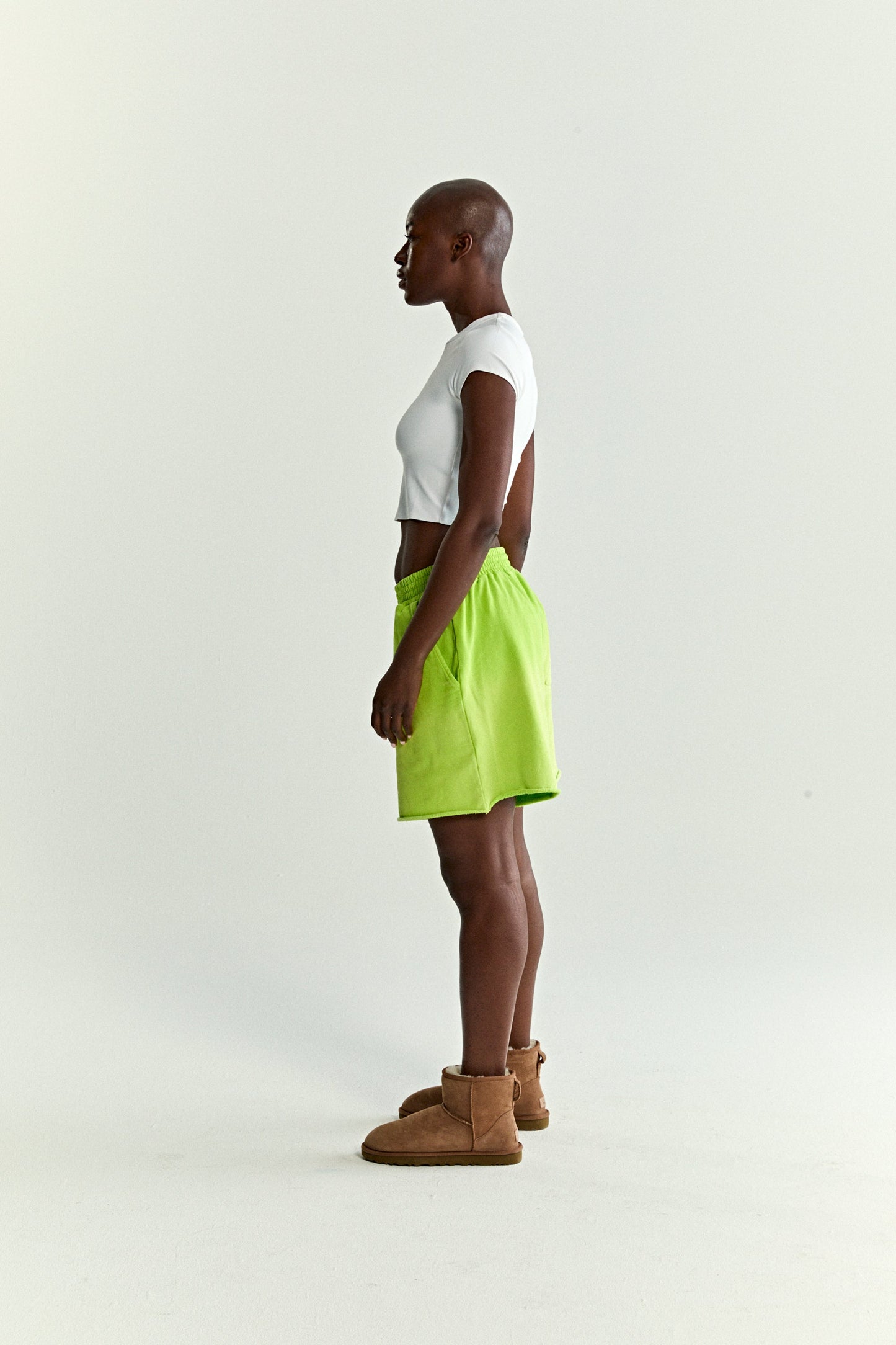 ACID GREEN OG WEB V2 SWEATSHORT ON MODEL