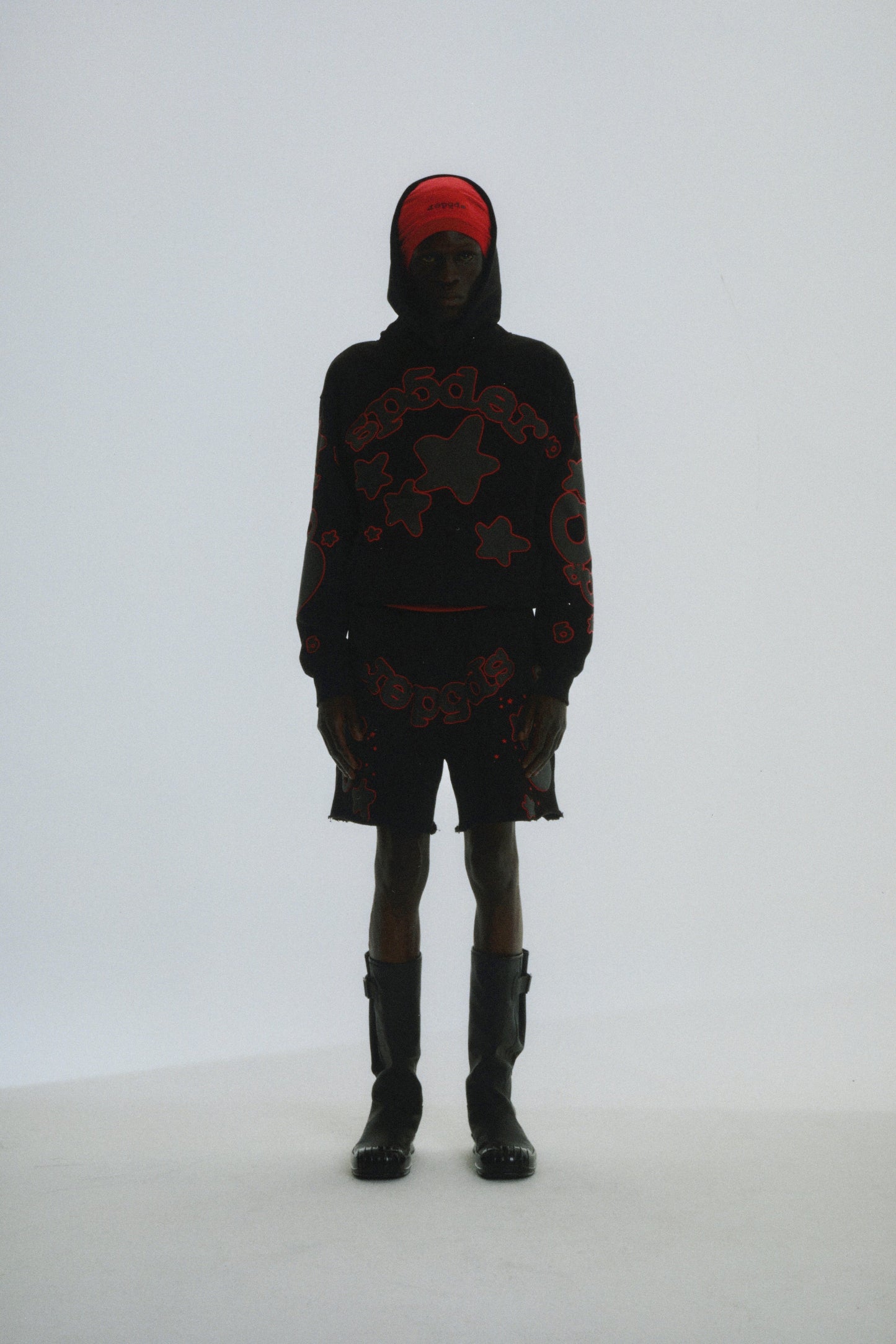 BLACK BELUGA OUTLINE HOODIE ON MODEL