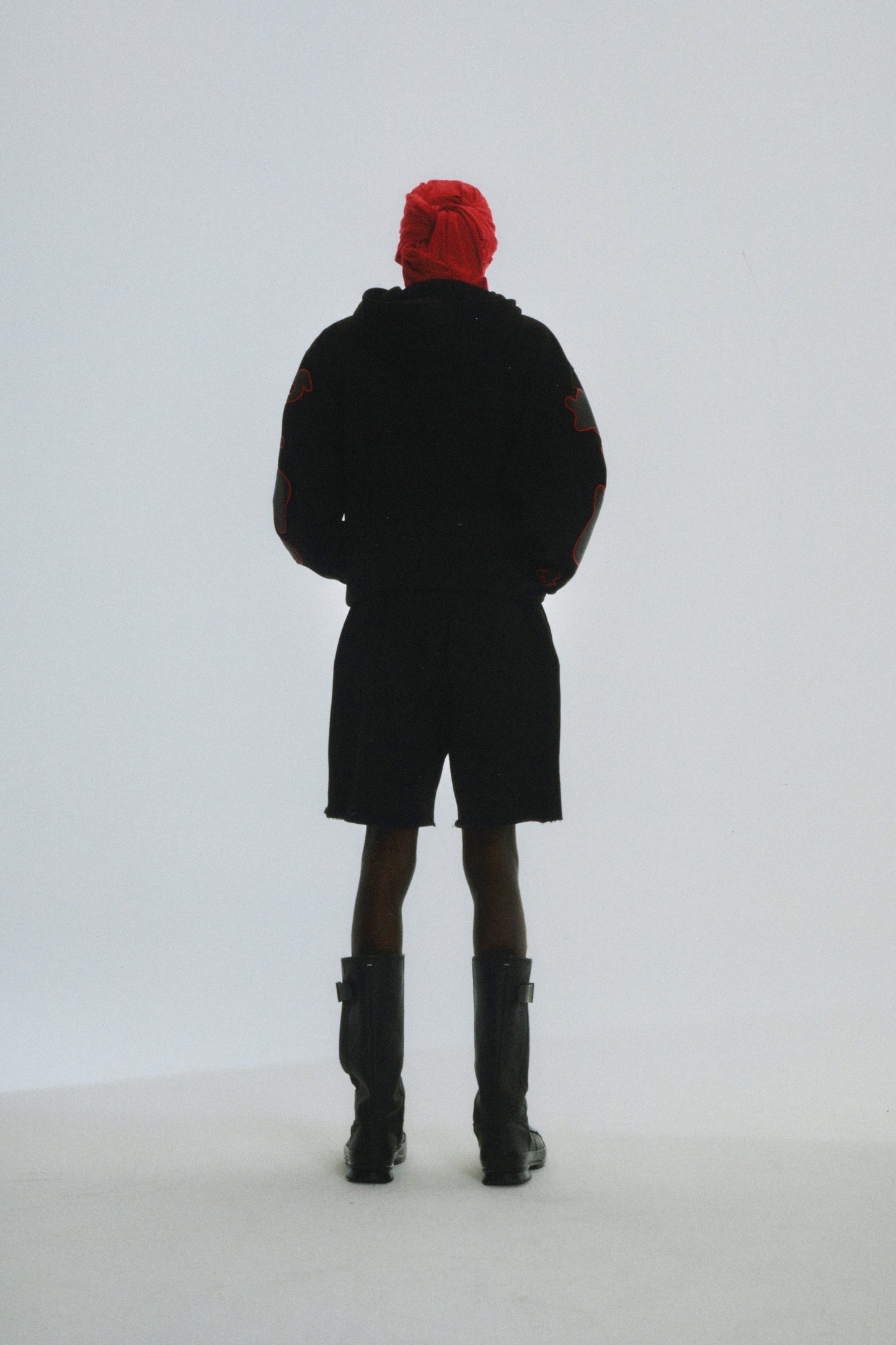 BLACK BELUGA OUTLINE HOODIE ON MODEL
