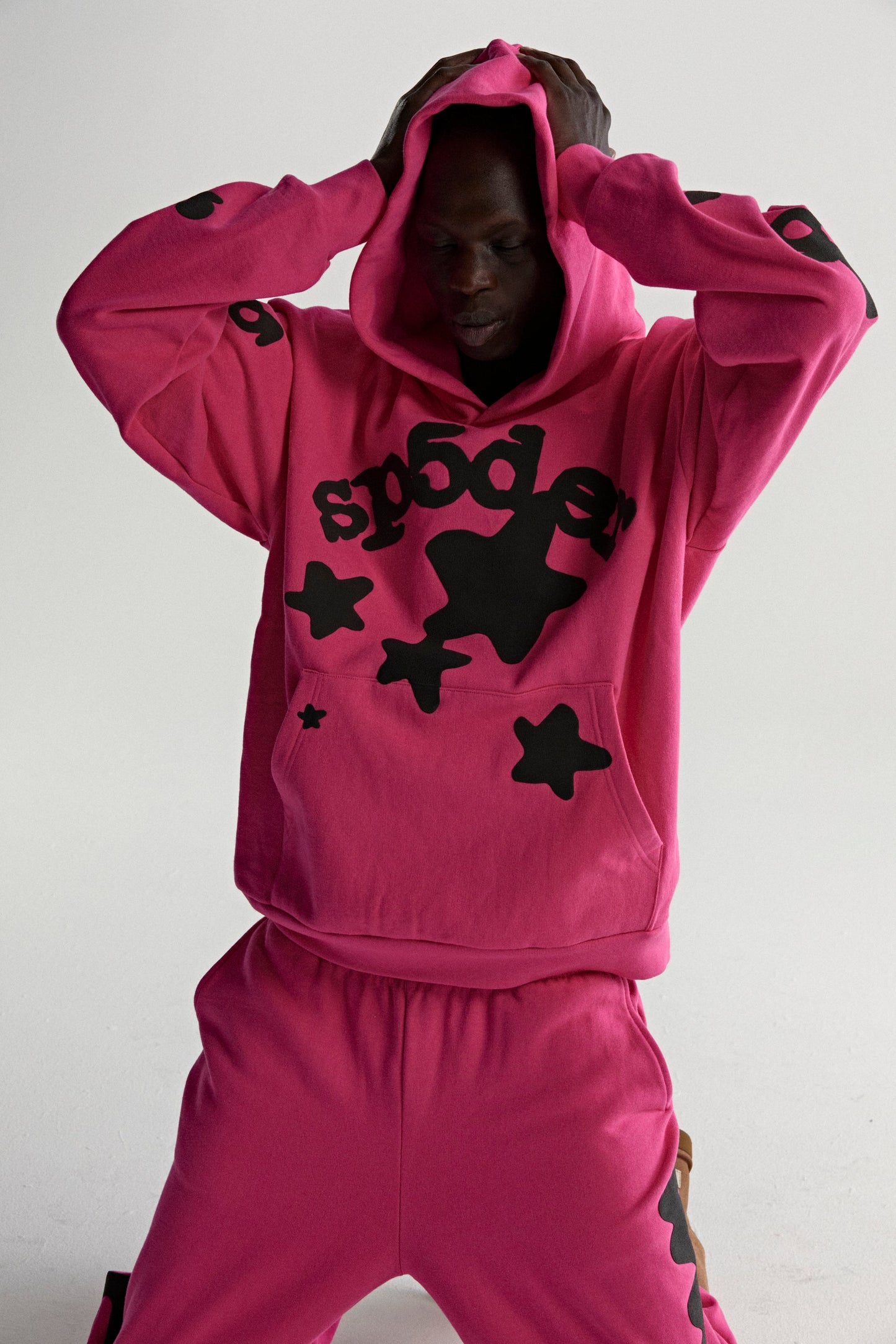 PINK BELUGA HOODIE ON MODEL