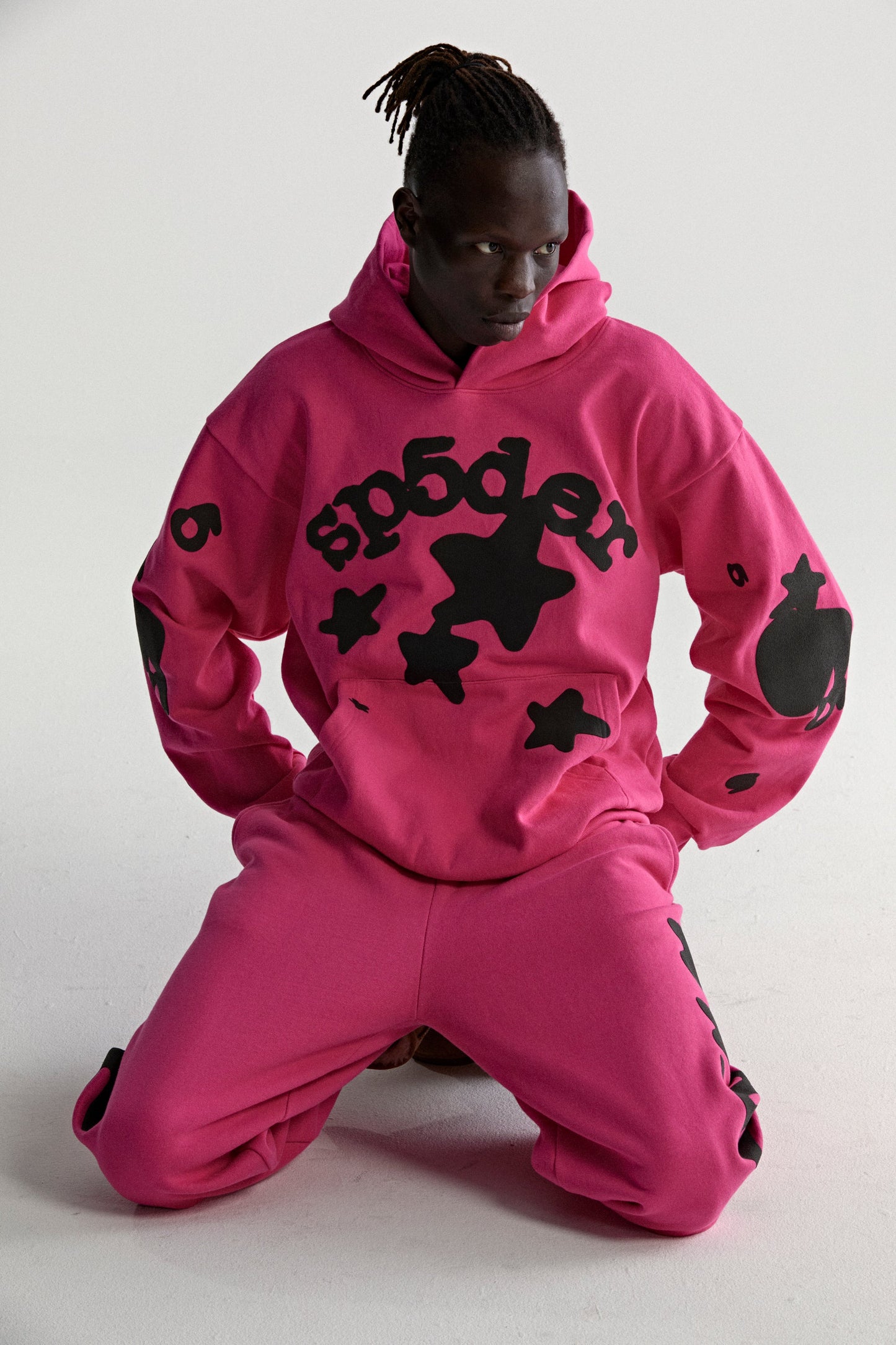 PINK BELUGA HOODIE ON MODEL