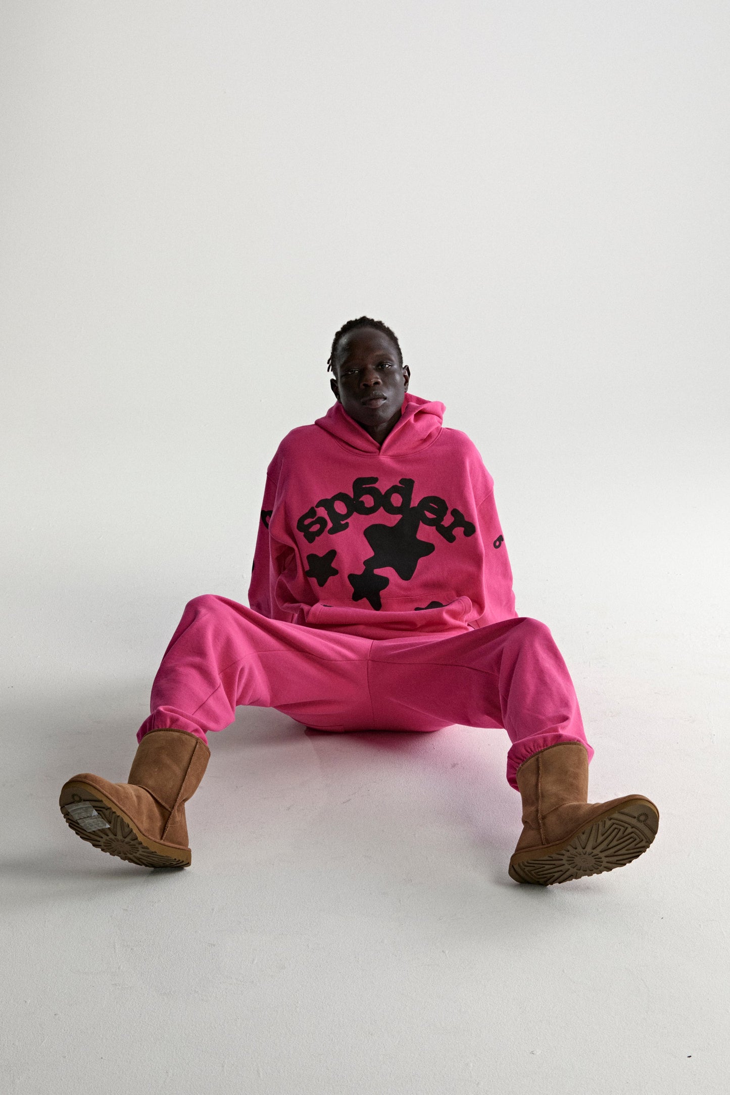 PINK BELUGA HOODIE ON MODEL