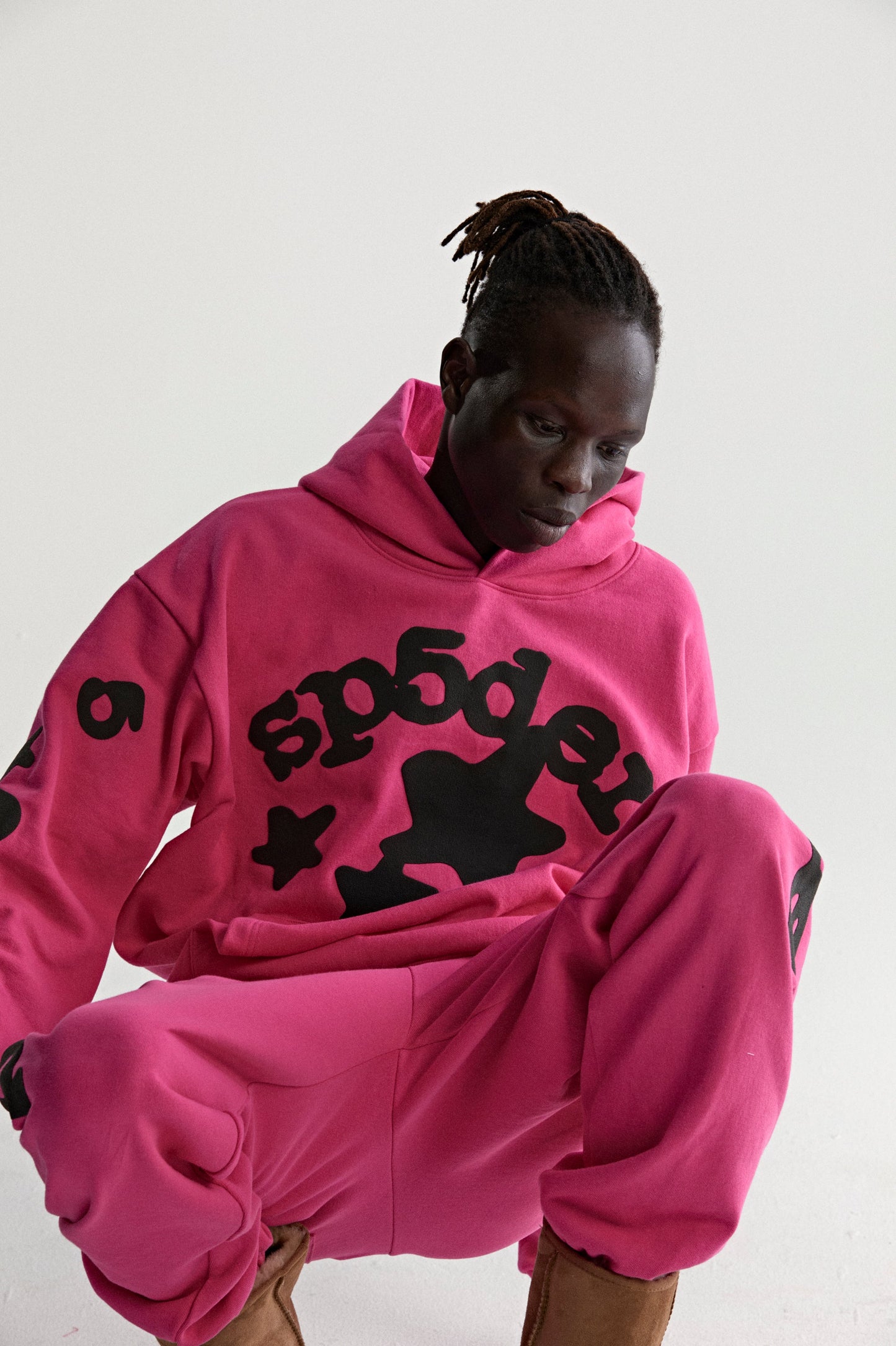 PINK BELUGA HOODIE ON MODEL