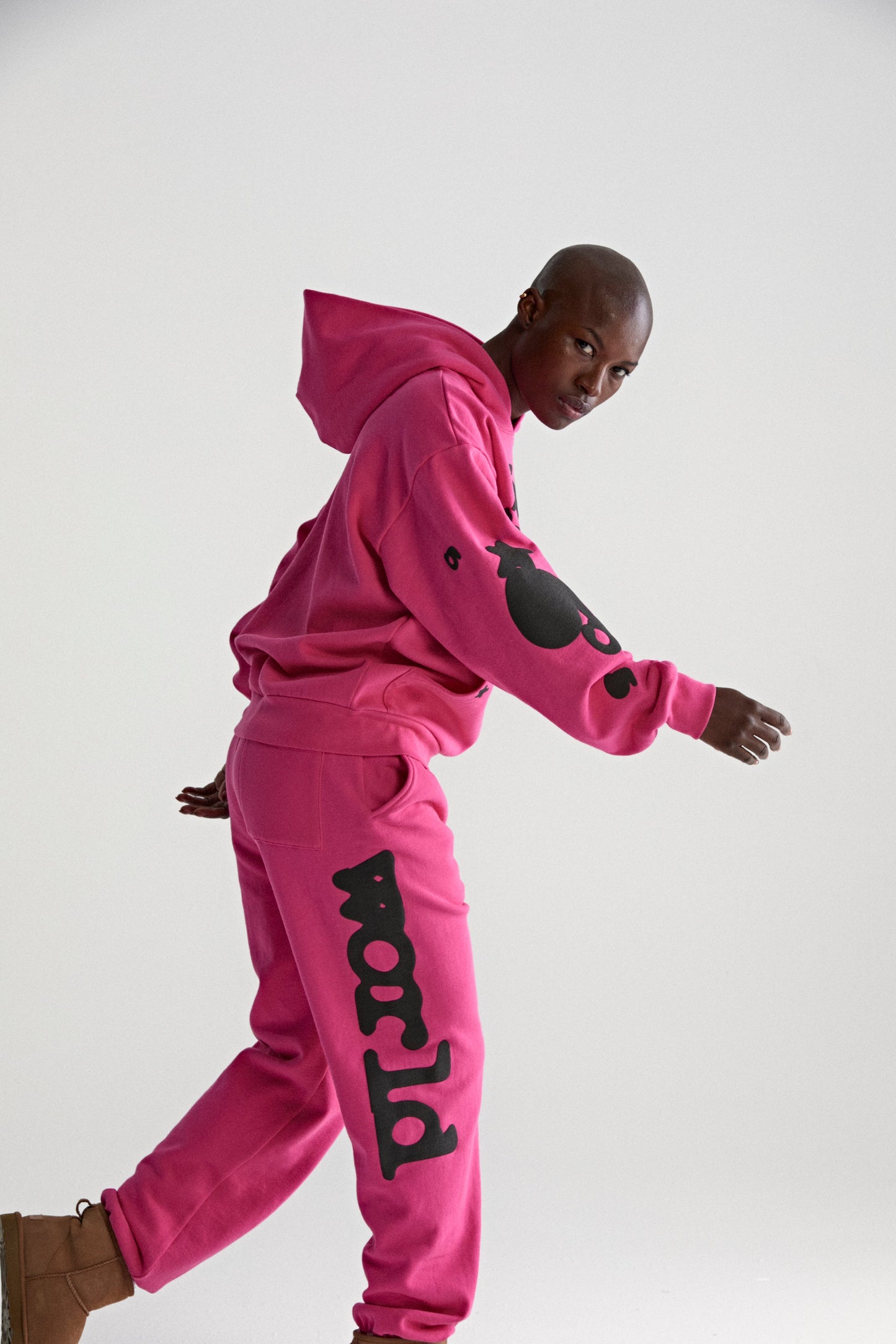 PINK BELUGA HOODIE ON MODEL