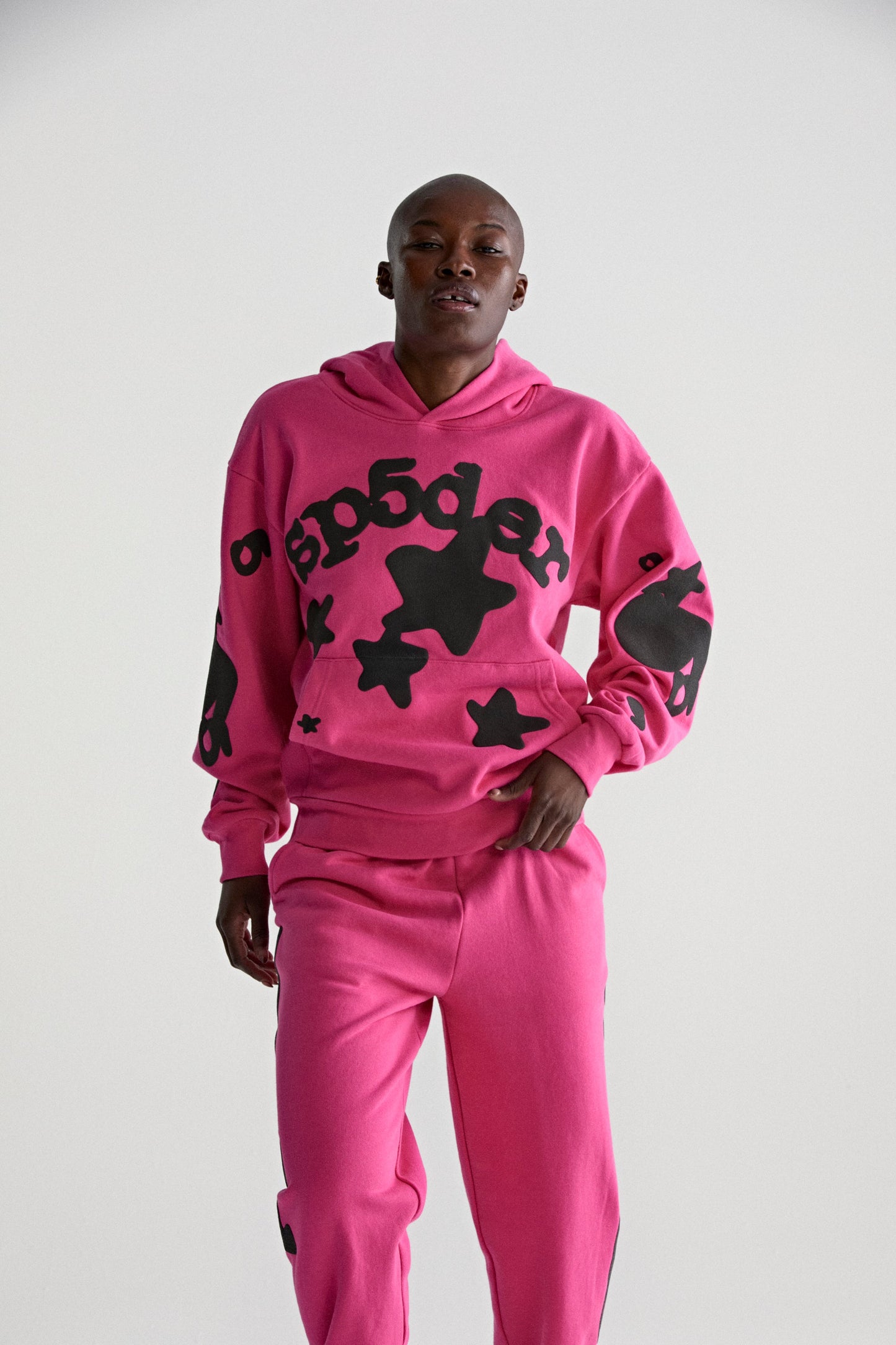 PINK BELUGA HOODIE ON MODEL