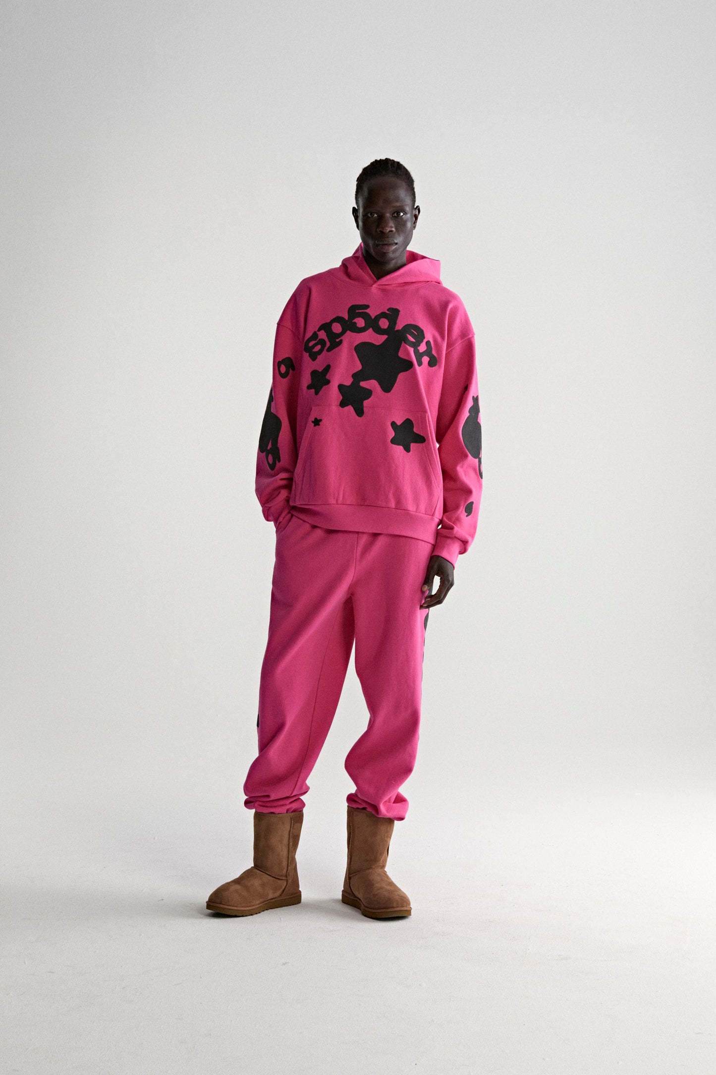 PINK BELUGA HOODIE ON MODEL
