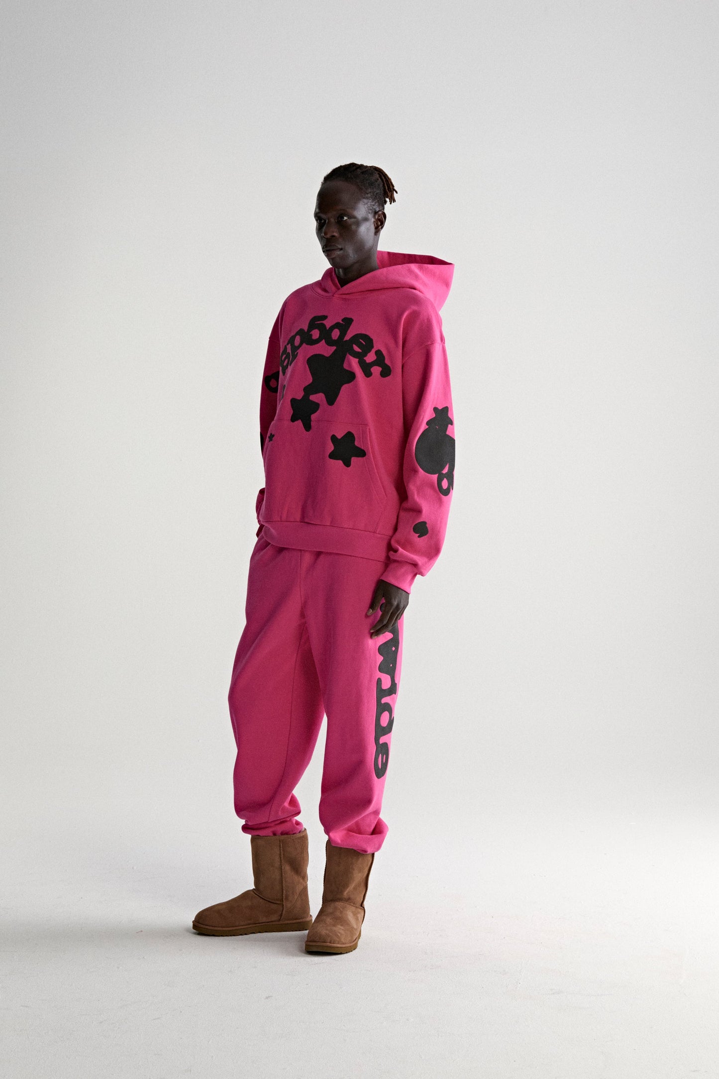 PINK BELUGA HOODIE ON MODEL