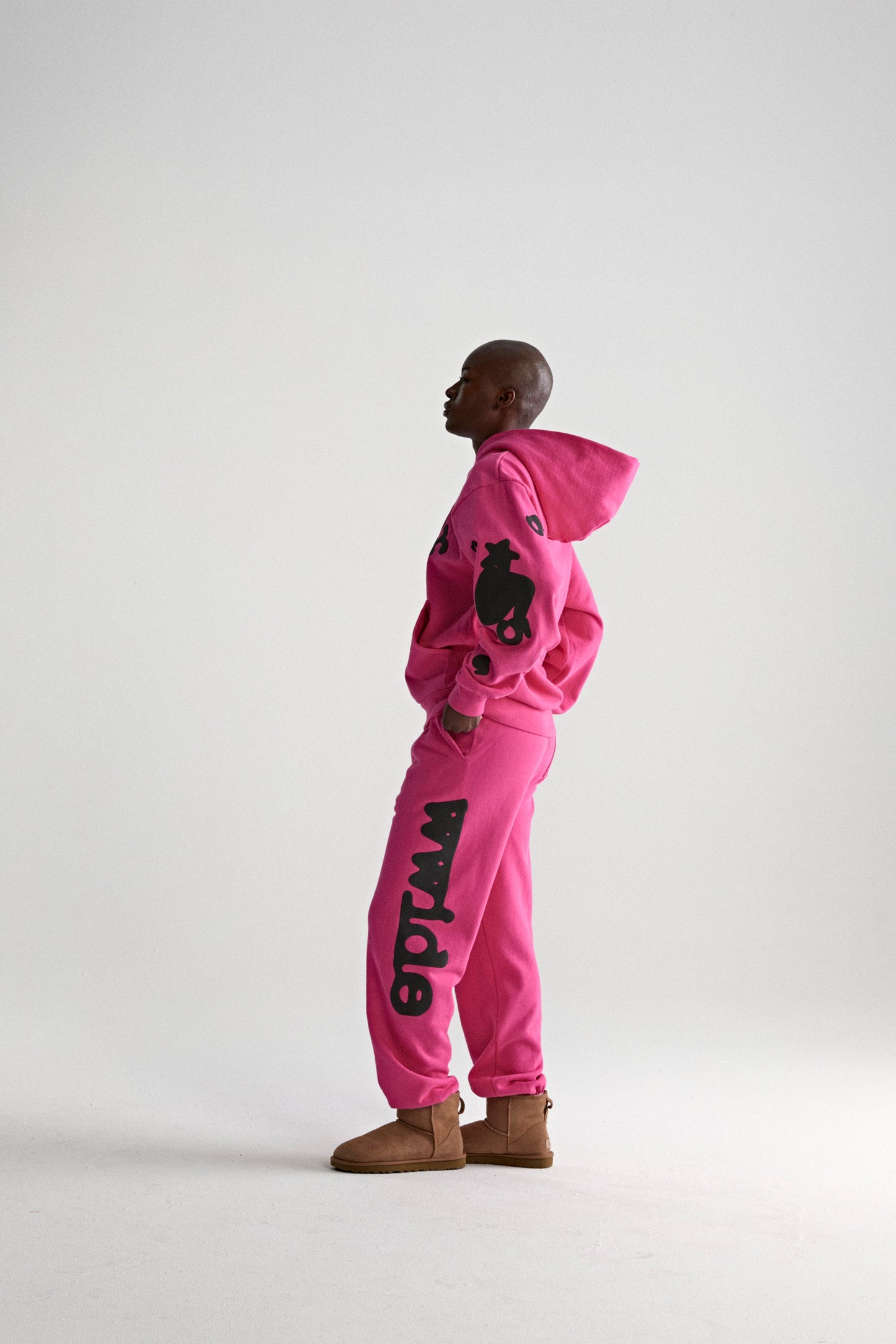 PINK BELUGA HOODIE ON MODEL