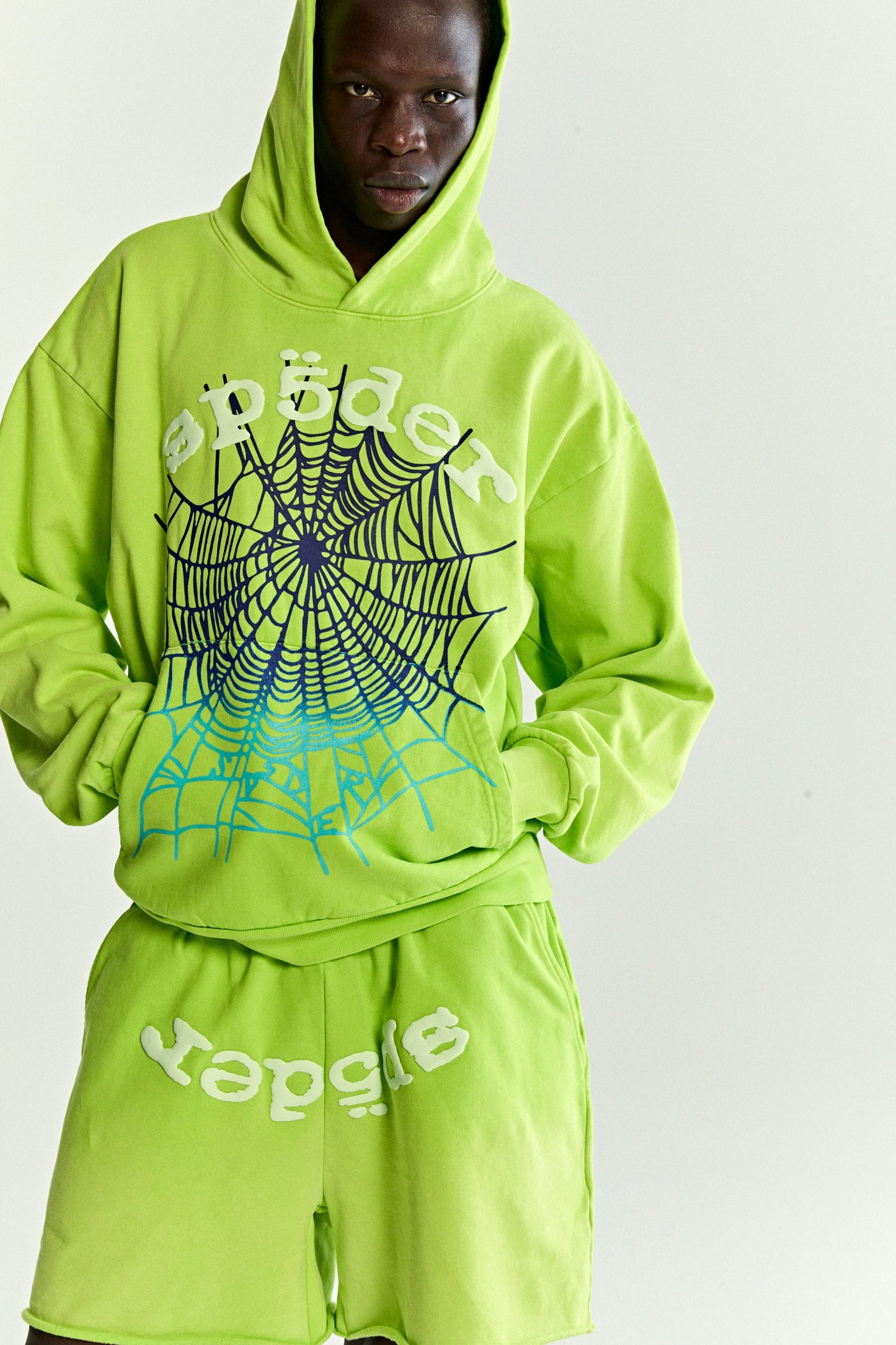 ACID GREEN OG WEB V2 GRADIENT HOODIE ON MODEL