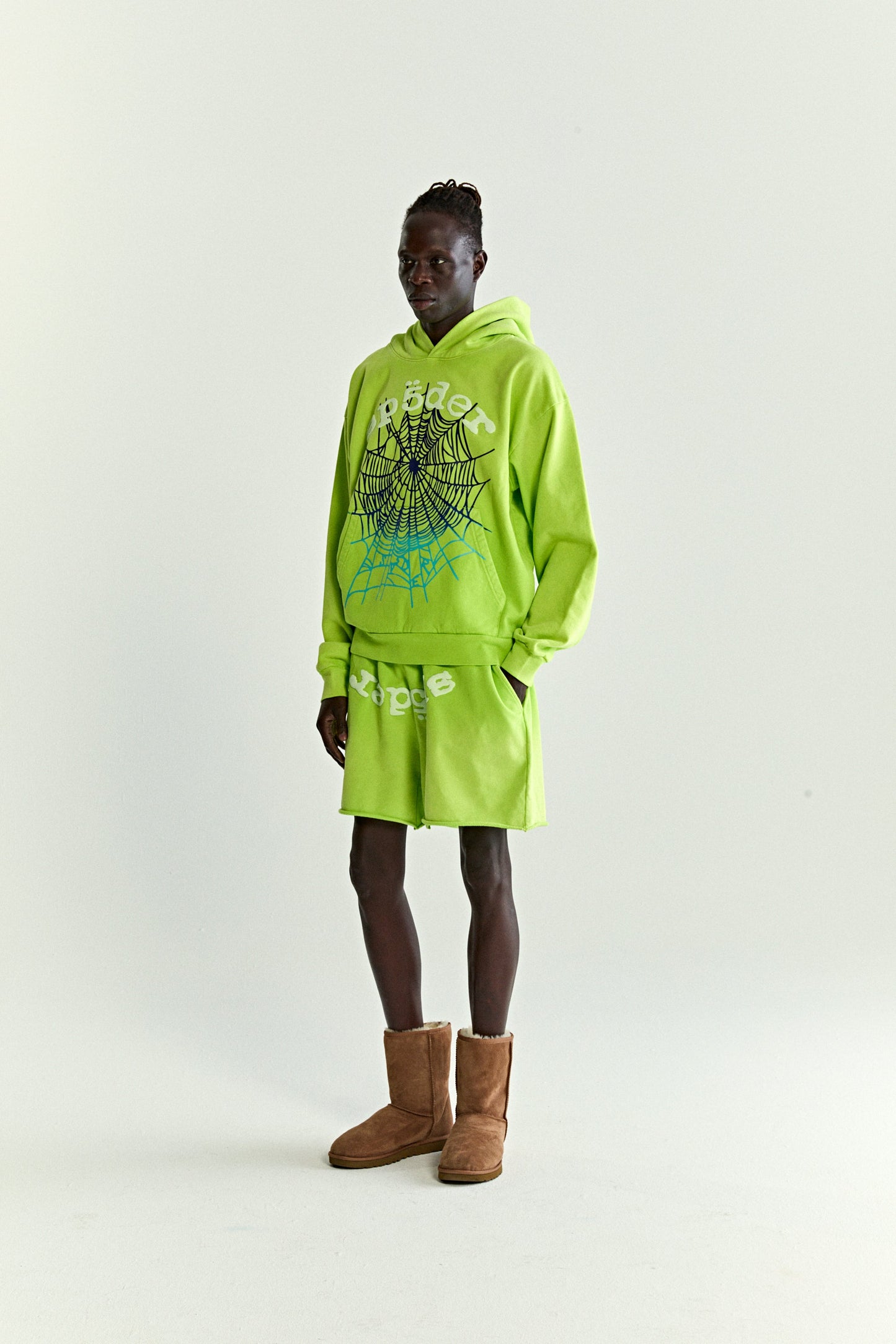 ACID GREEN OG WEB V2 GRADIENT HOODIE ON MODEL