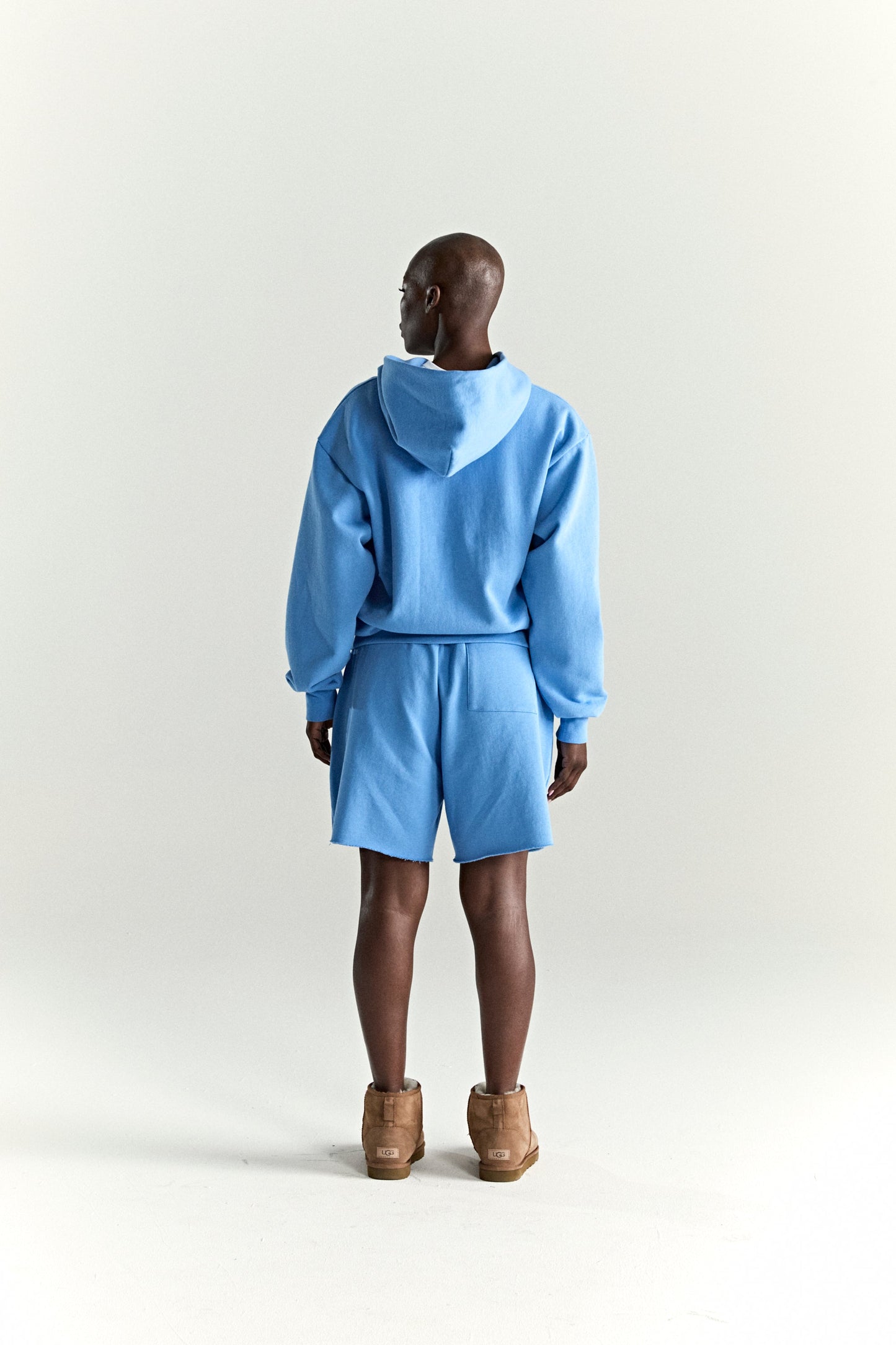 DUSTY BLUE OG WEB V2 HOODIE ON MODEL