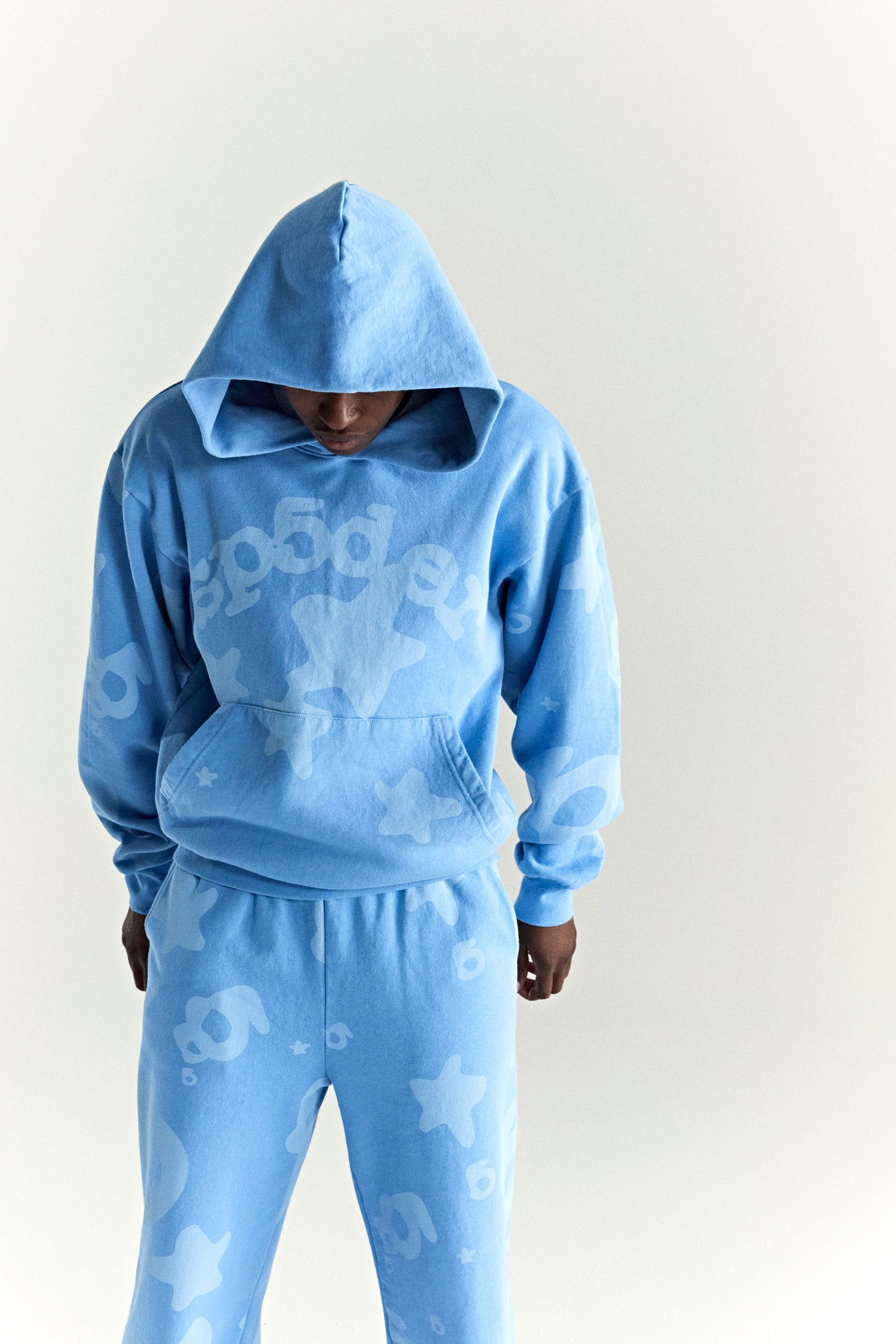 DUSTY BLUE BELUGA V2 HOODIE ON MODEL