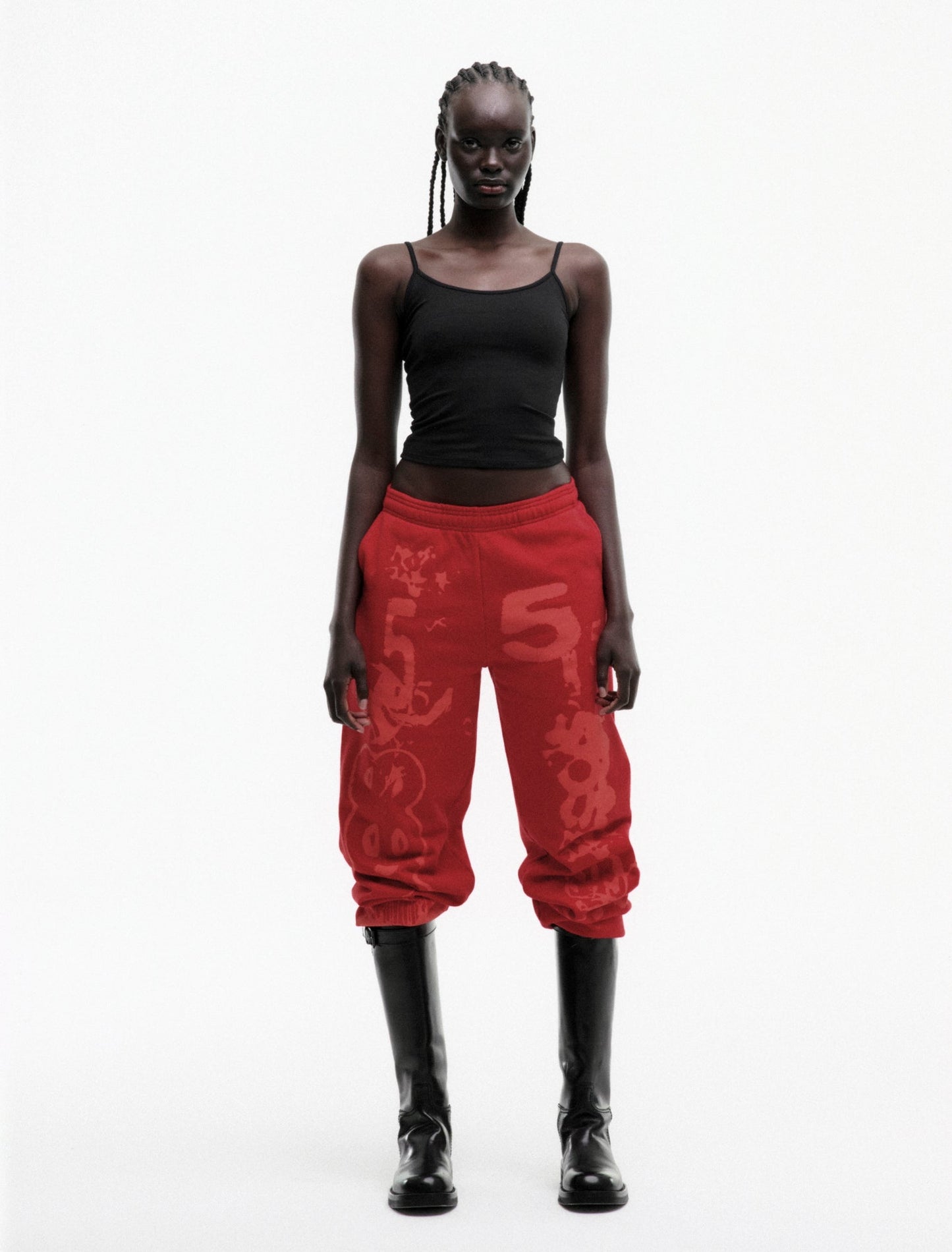 RED X-RAY SWEATPANT ON MODEL