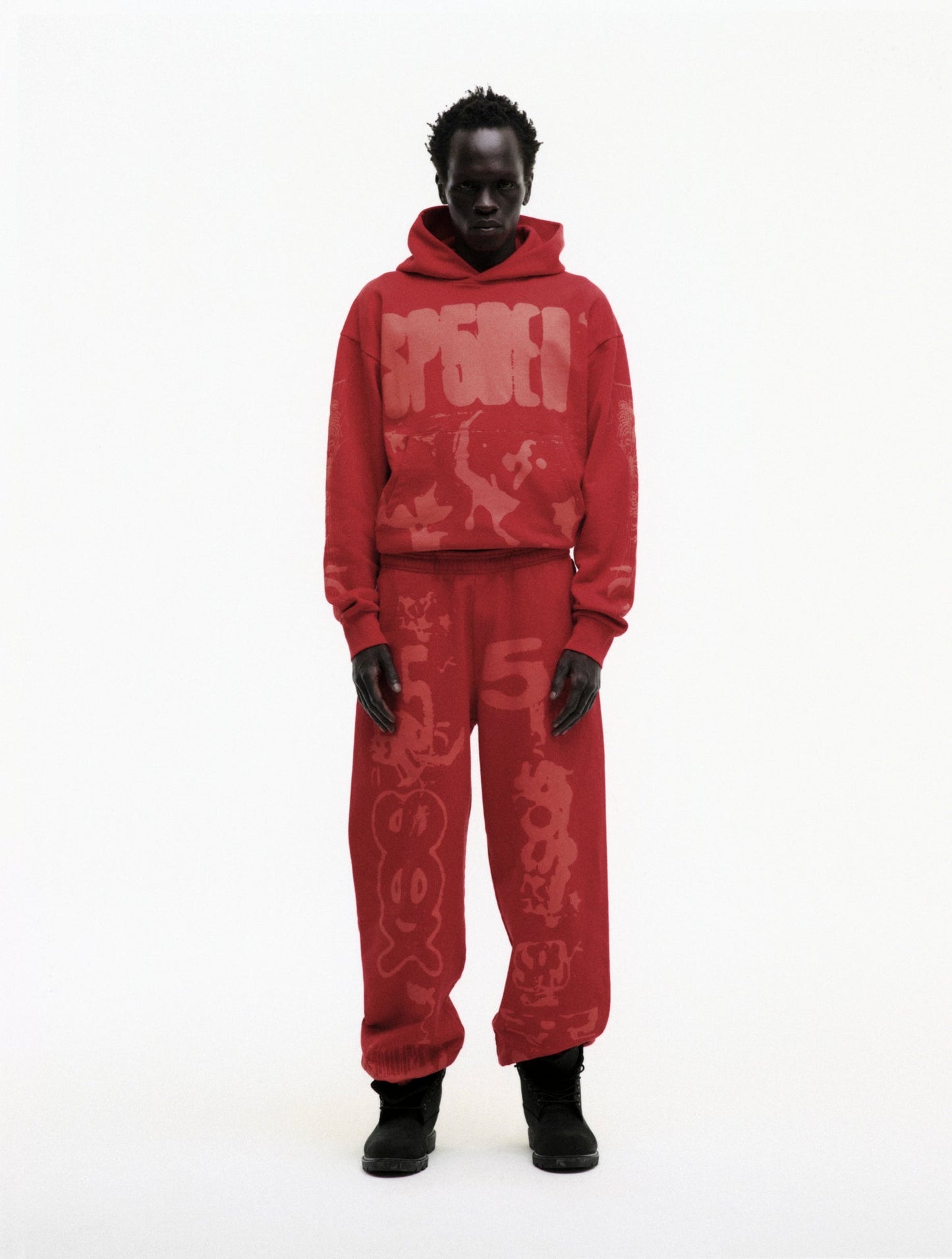 RED X-RAY HOODIE ON MODEL
