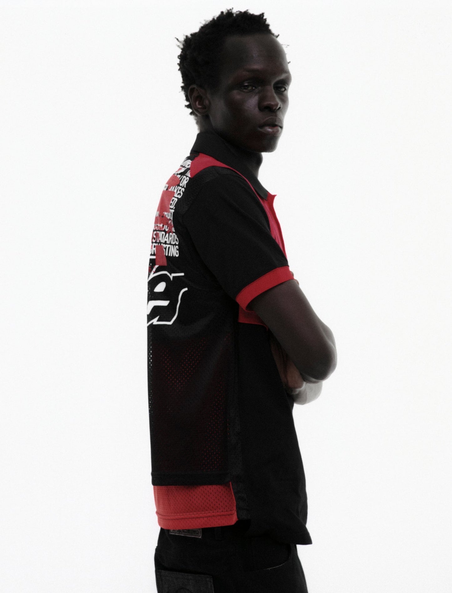 BLACK RECRUIT SS POLO ON MODEL