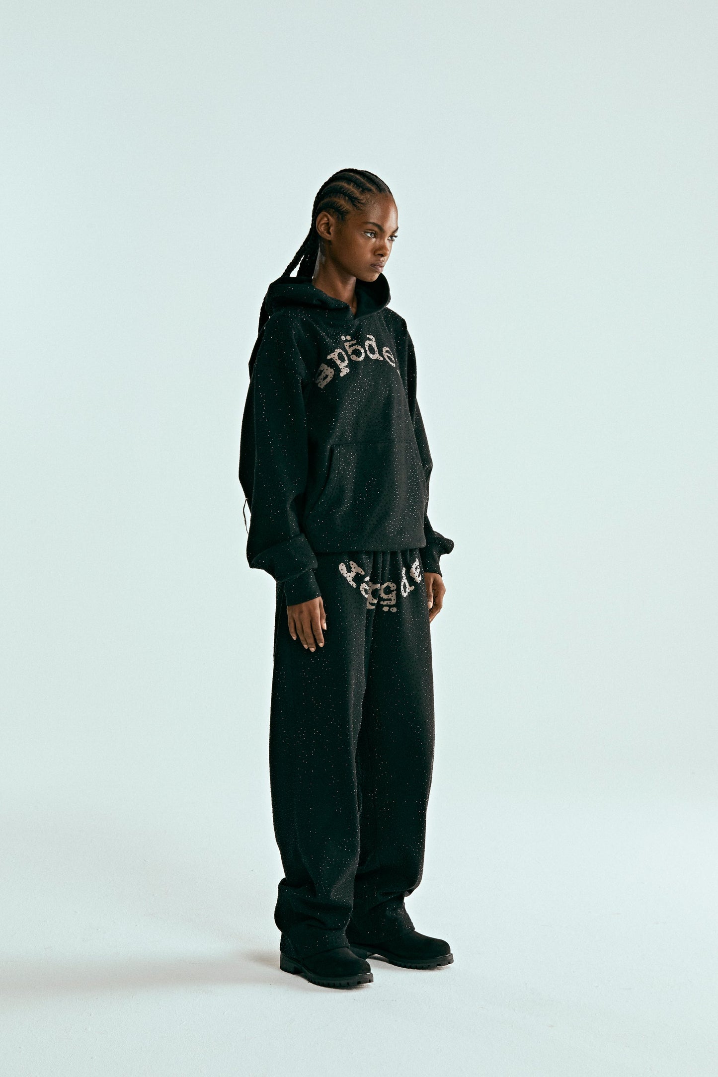 BLACK VVS HOODIE ON MODEL