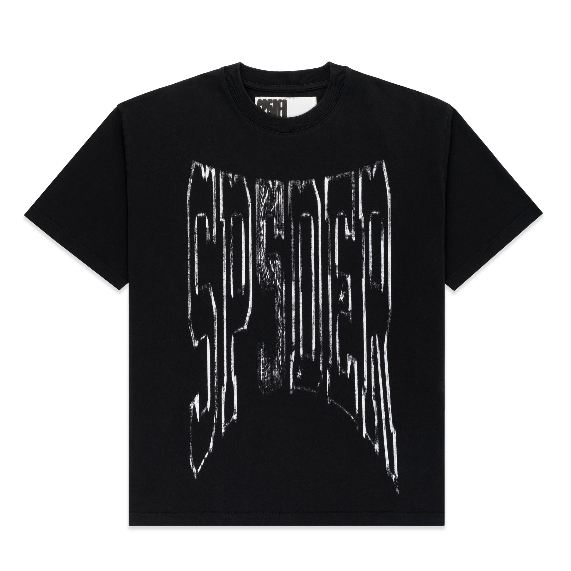 BLACK DIFFUSED COLLEGIATE TEE