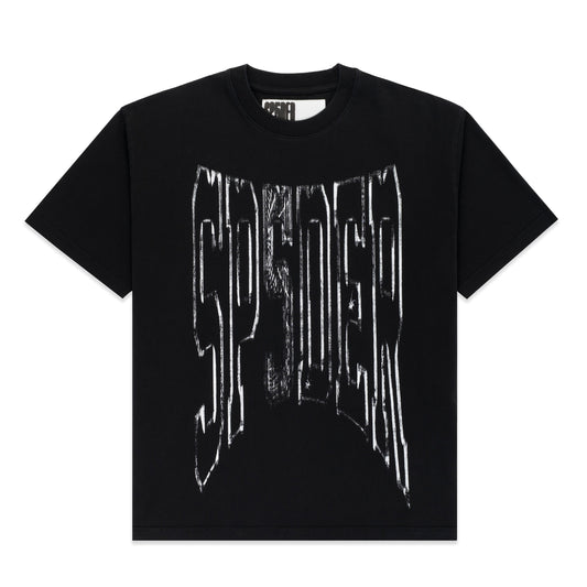 BLACK DIFFUSED COLLEGIATE TEE