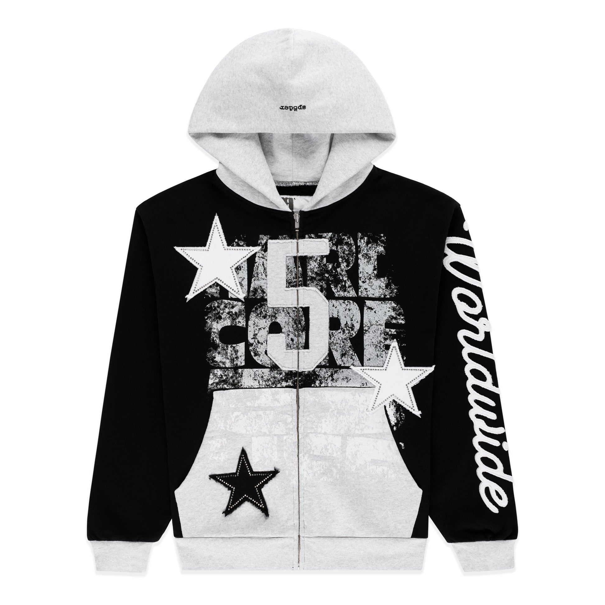 BLACK TRIPLE 5 STITCH ZIP UP