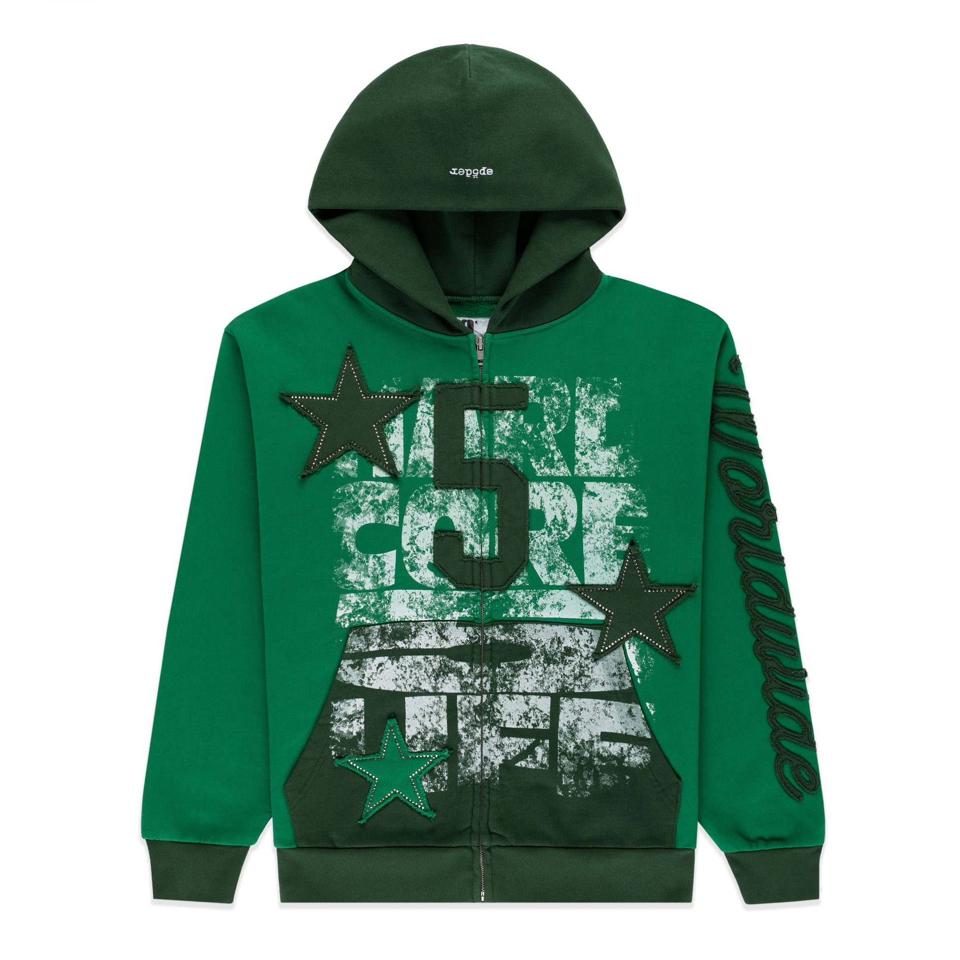 GREEN TRIPLE 5 STITCH ZIP UP