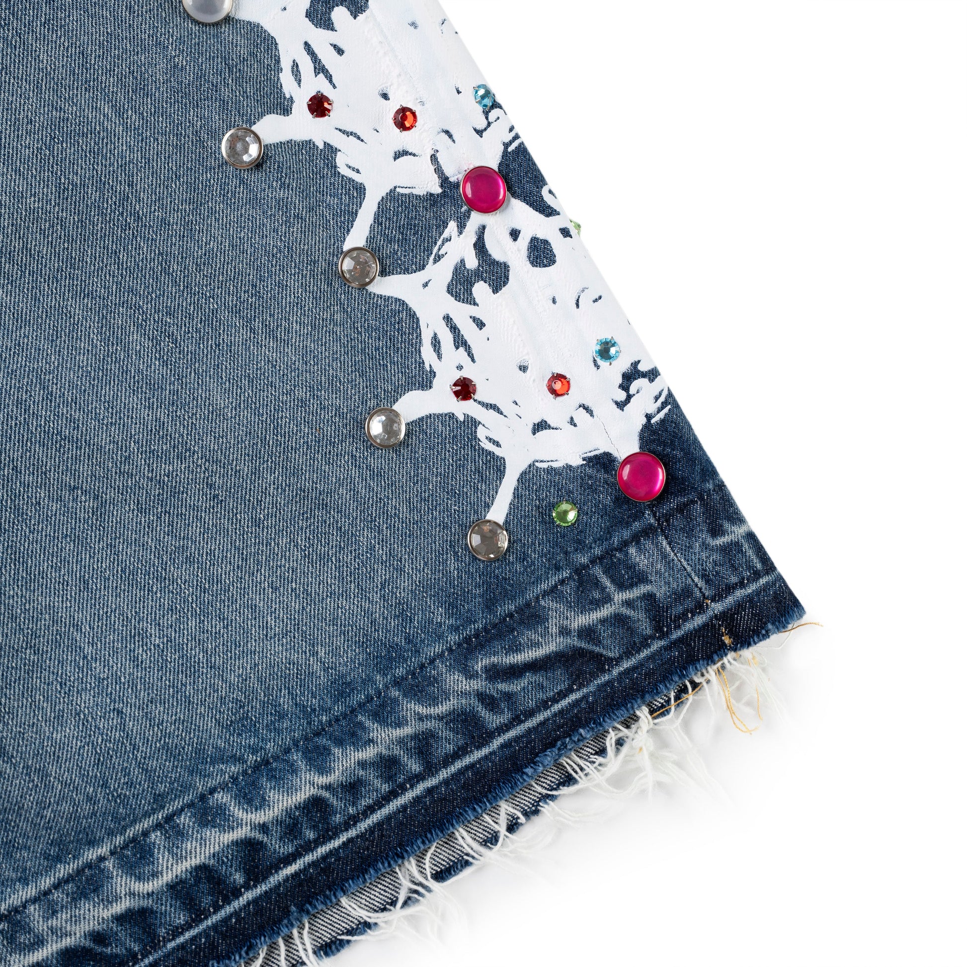 LBW WEB STONE DENIM SHORTS