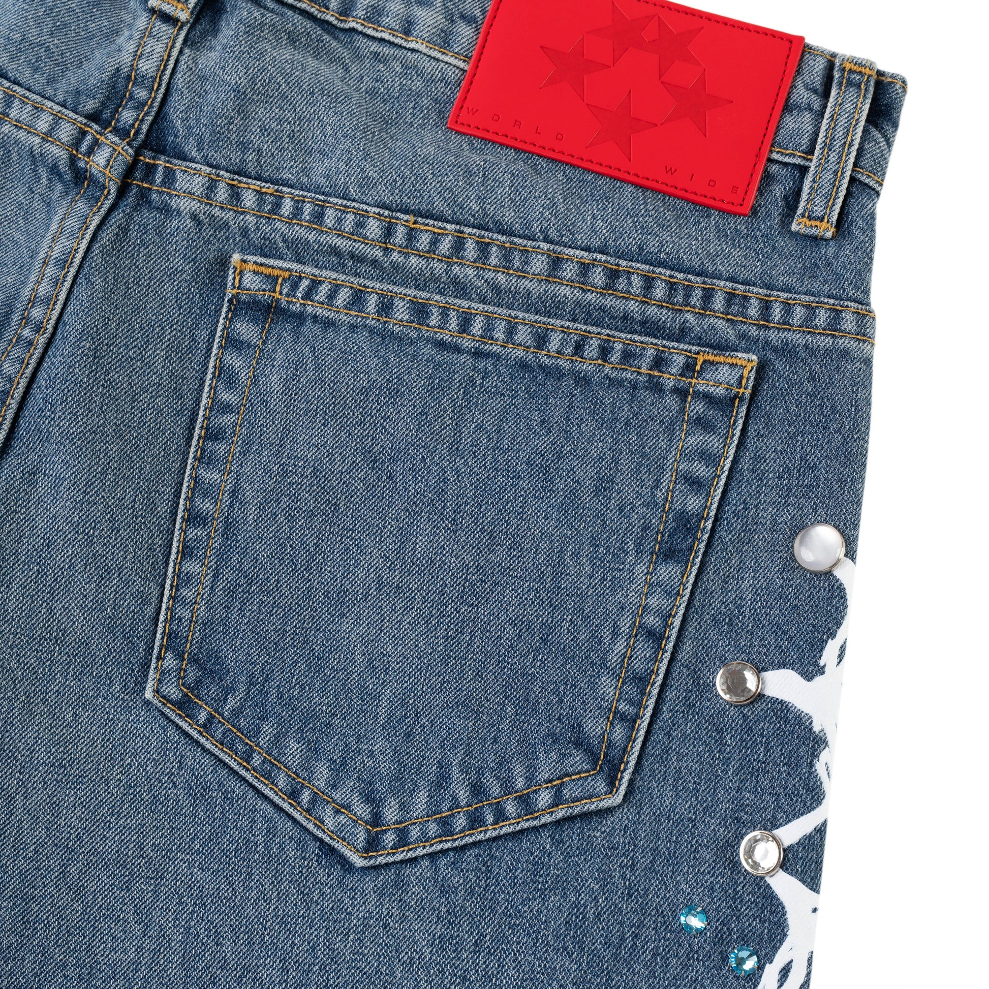LBW WEB STONE DENIM SHORTS