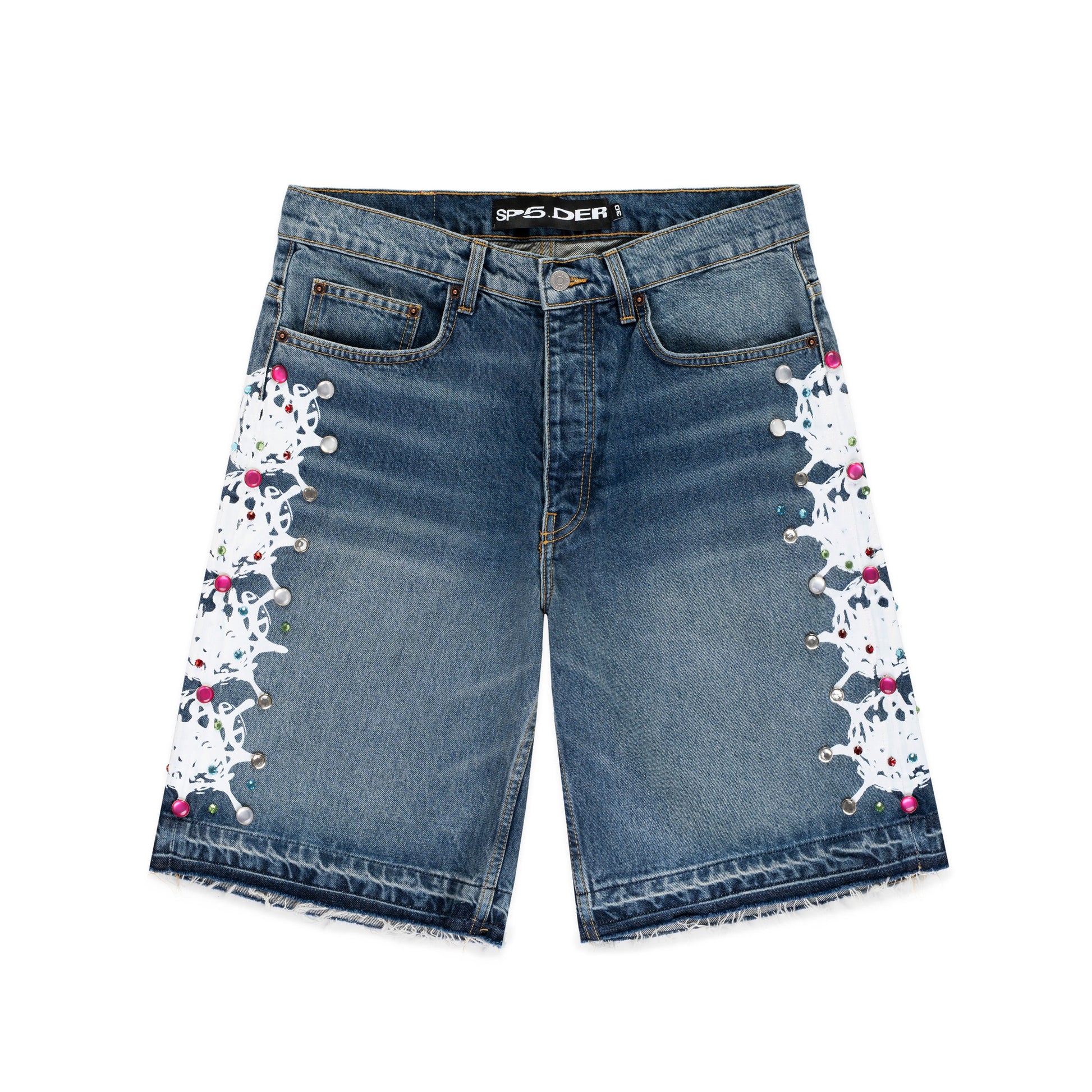 LBW WEB STONE DENIM SHORTS
