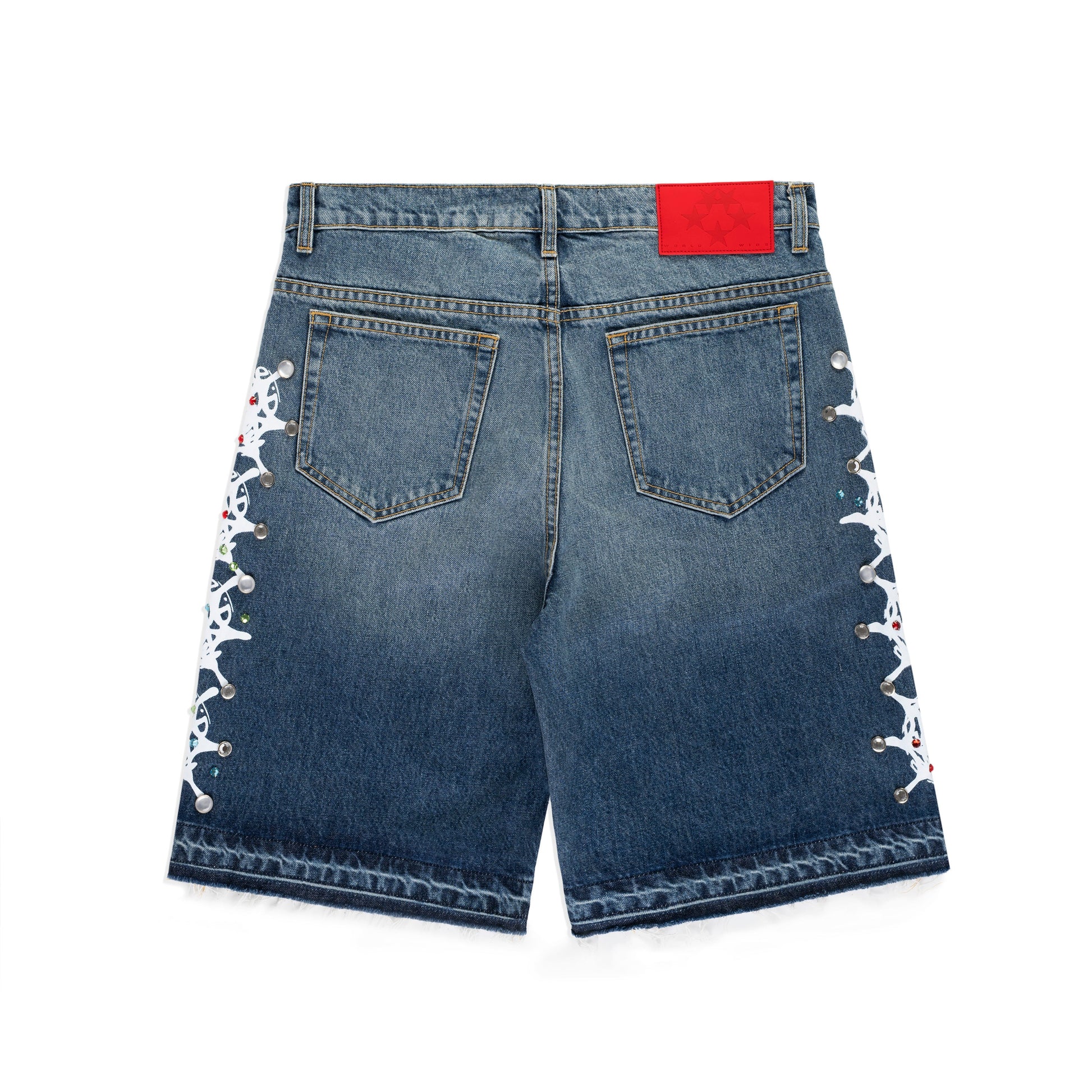 LBW WEB STONE DENIM SHORTS