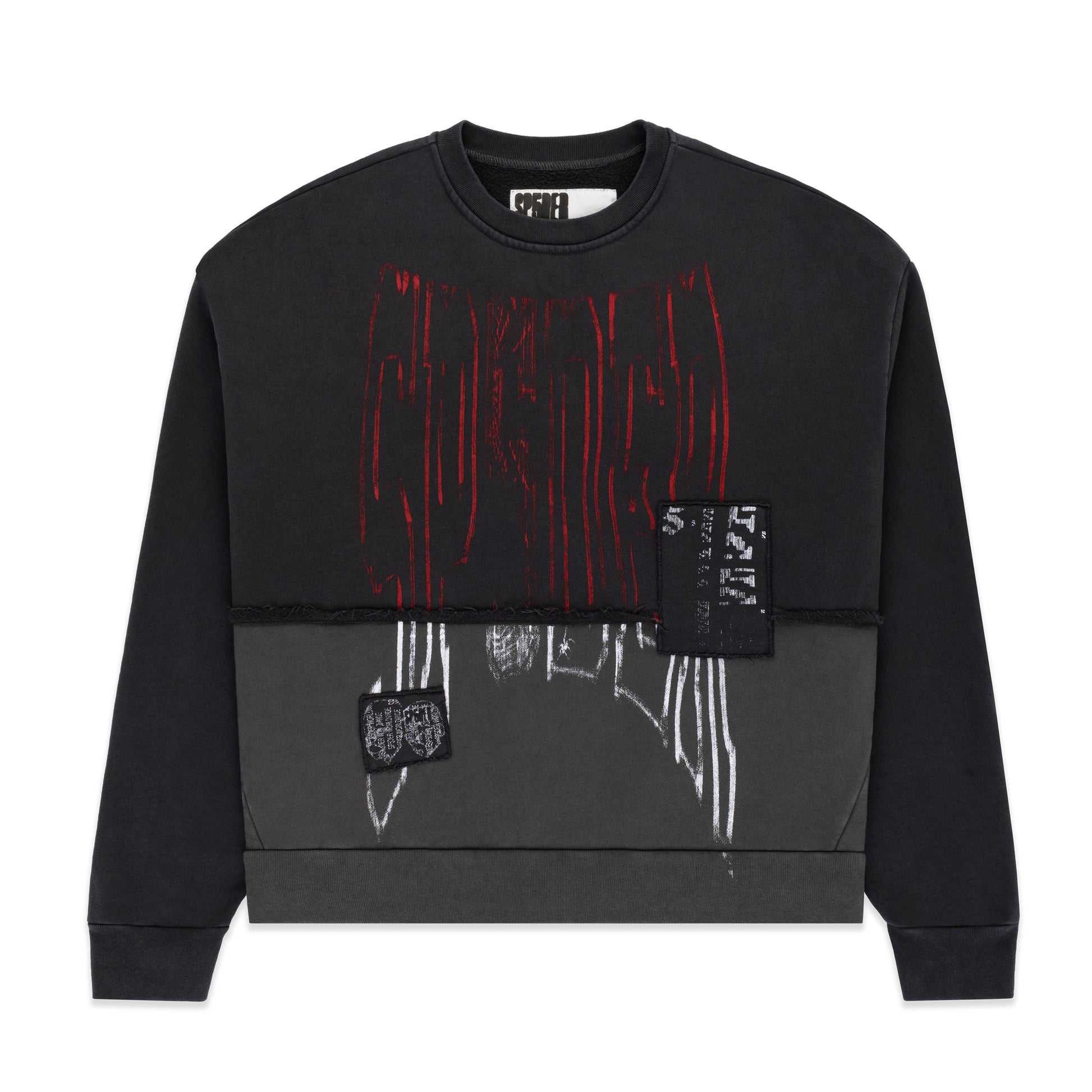 BLACK DIFFUSED COLLEGIATE CREWNECK