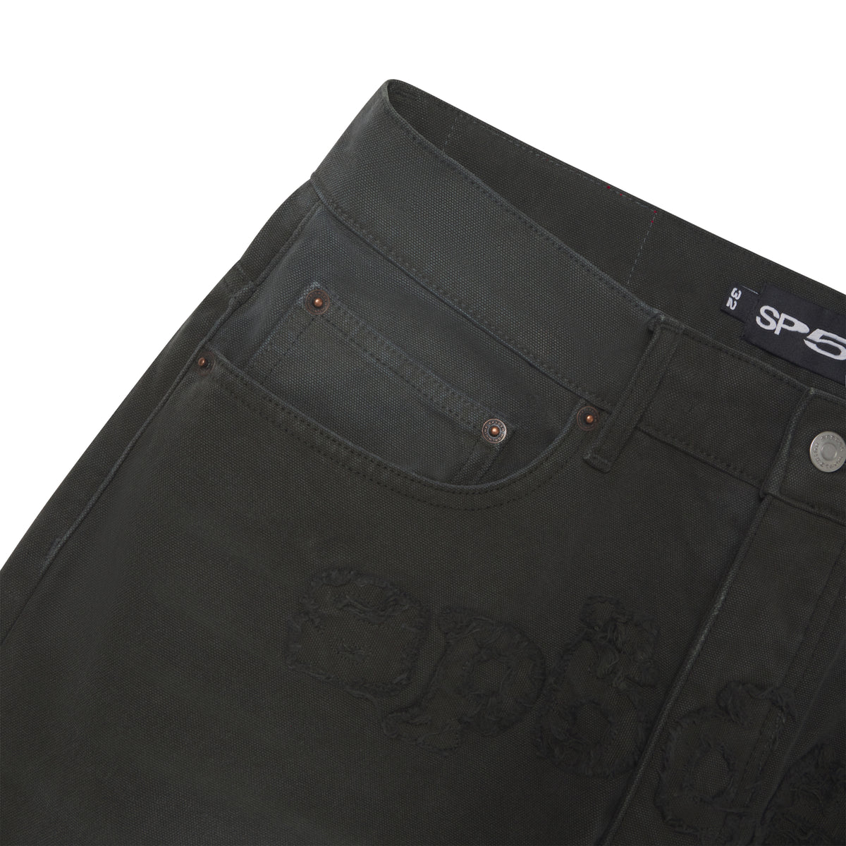 DISTRESSED LOGO DENIM