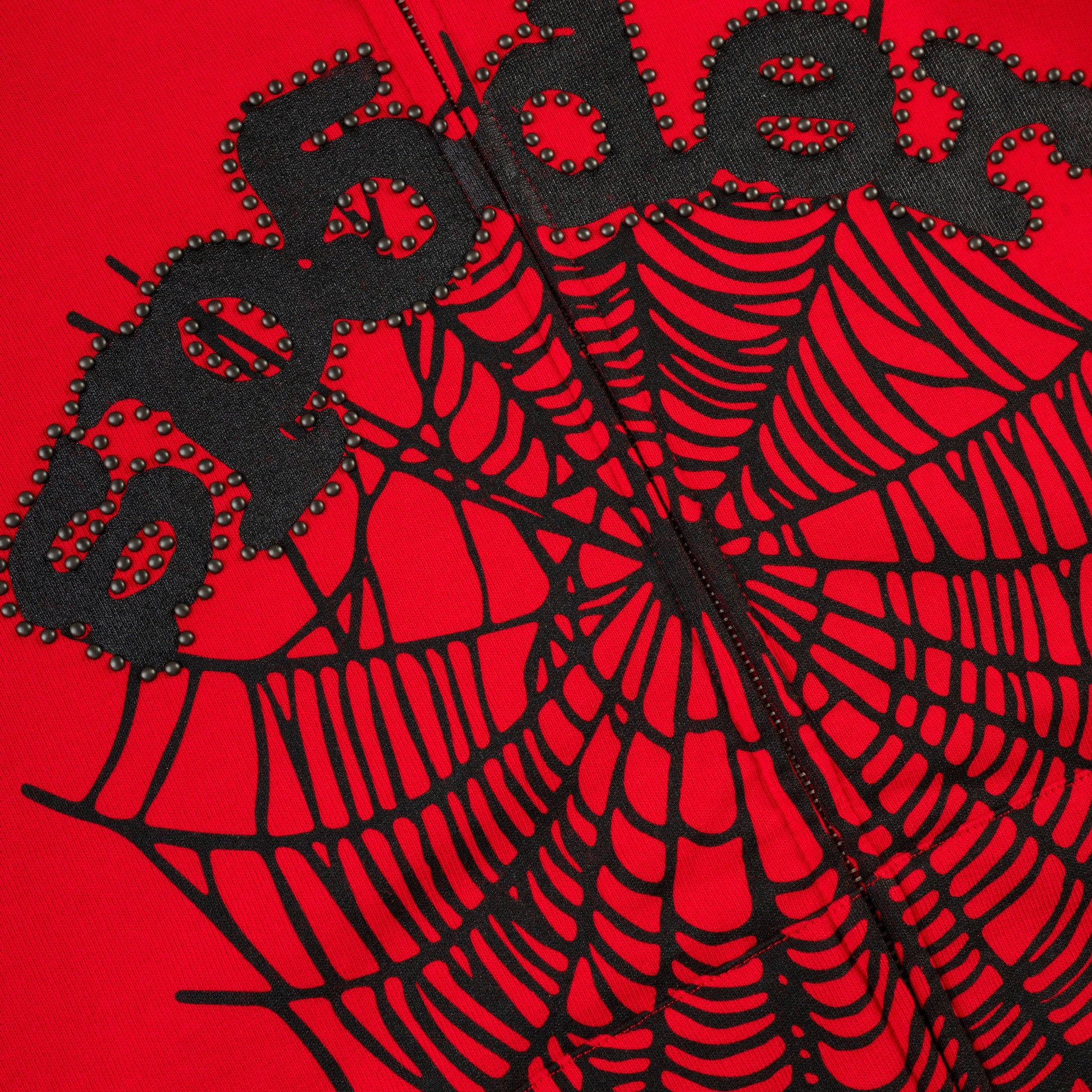 RED OG WEB STUDDED ZIP HOODIE