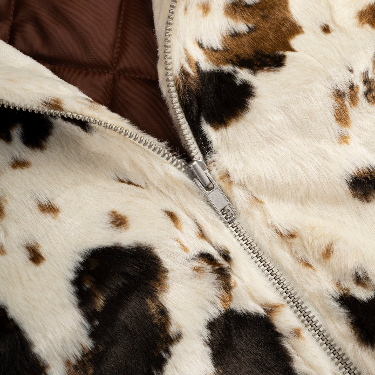 COW PRINT FAUX FUR JACKET 