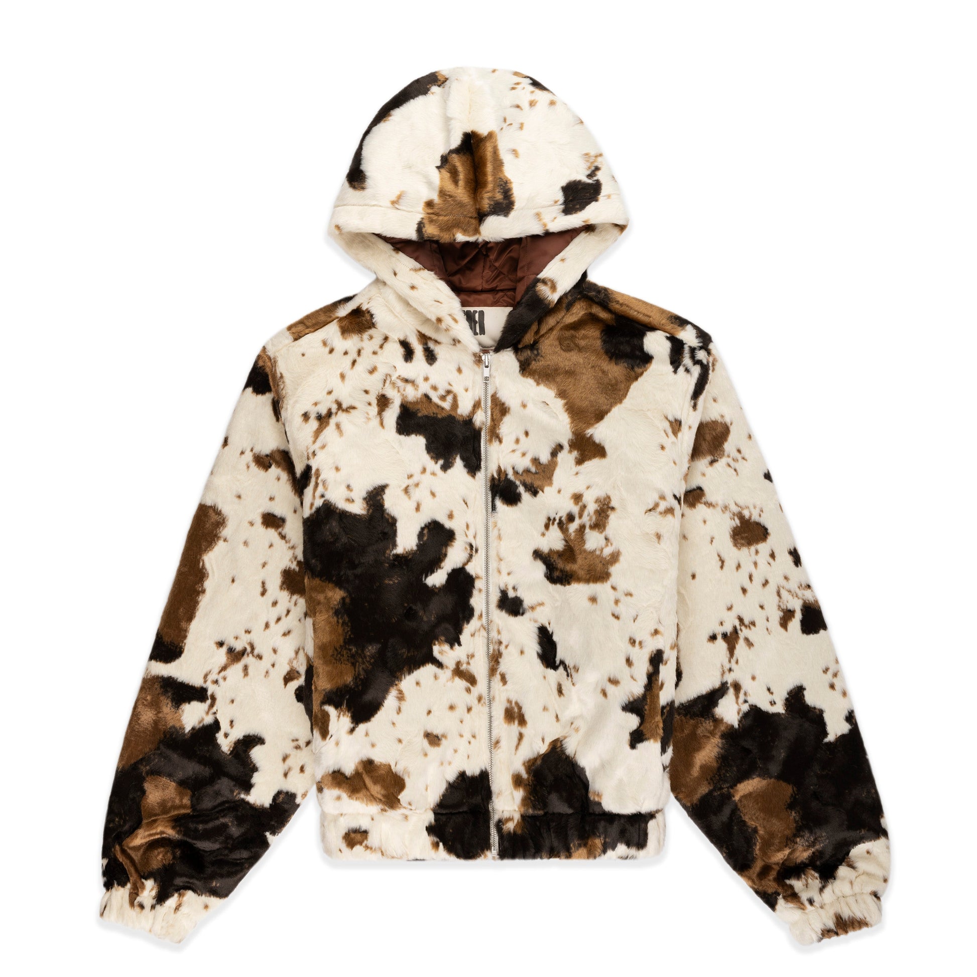 COW PRINT FAUX FUR JACKET 