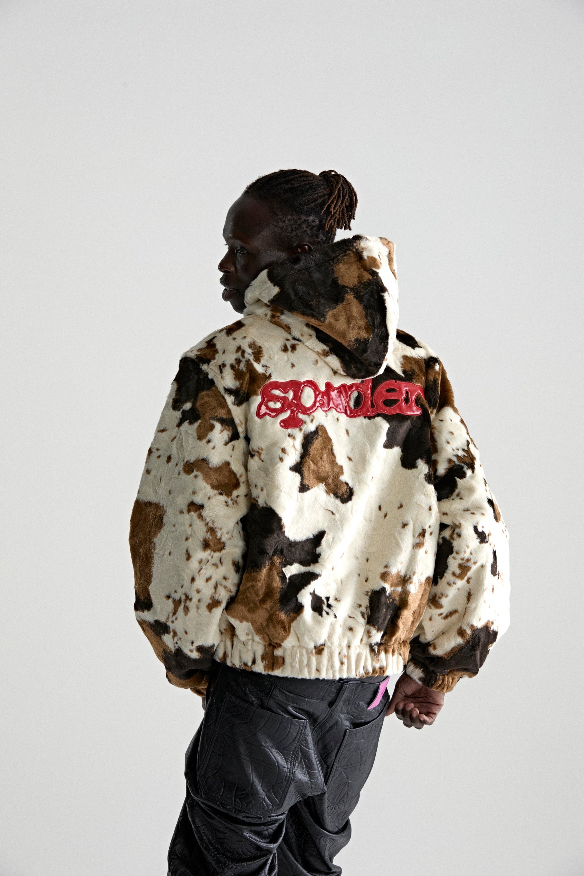 COW PRINT FAUX FUR JACKET