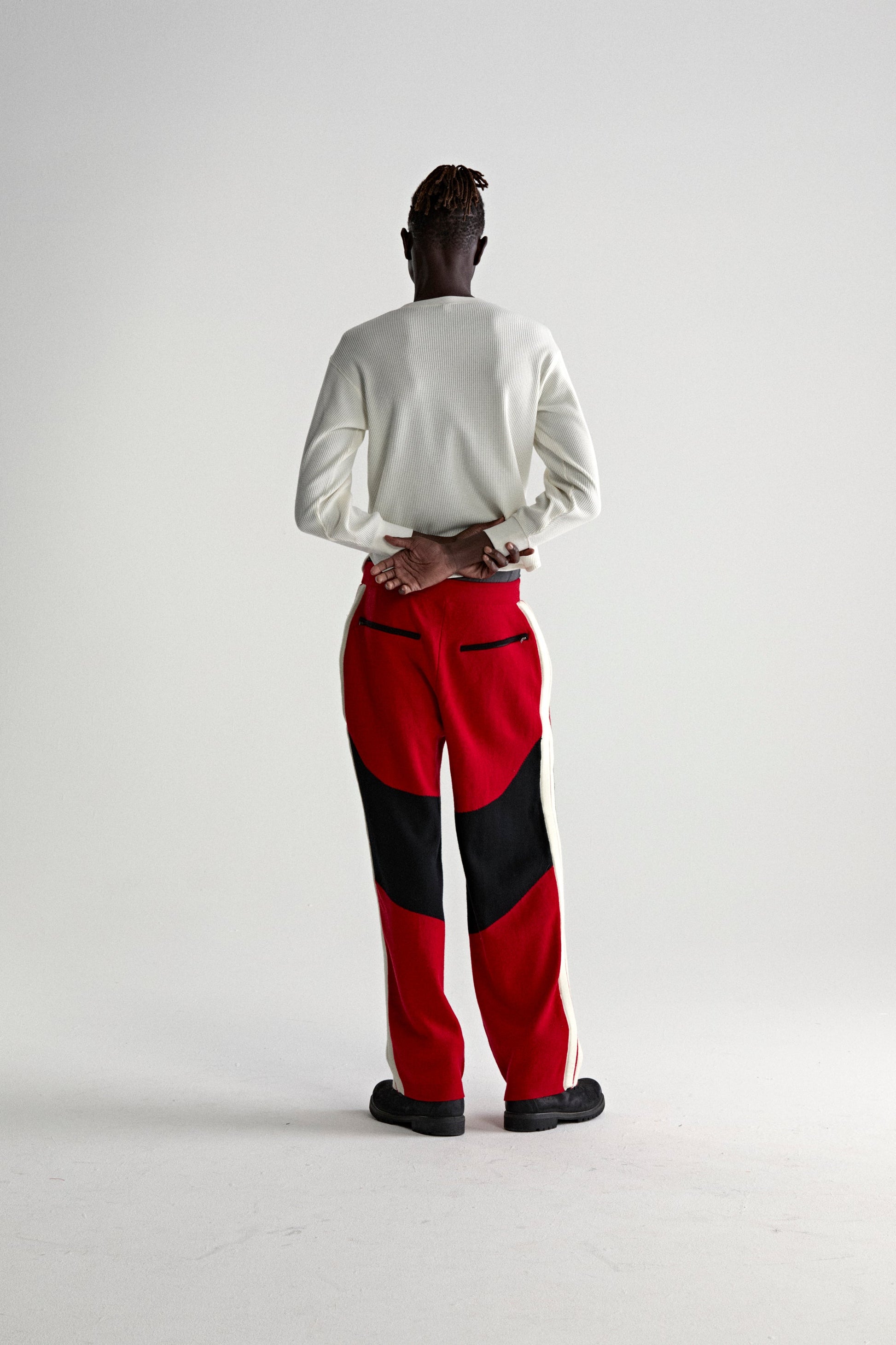 RED KNIT 5 TRACK PANT