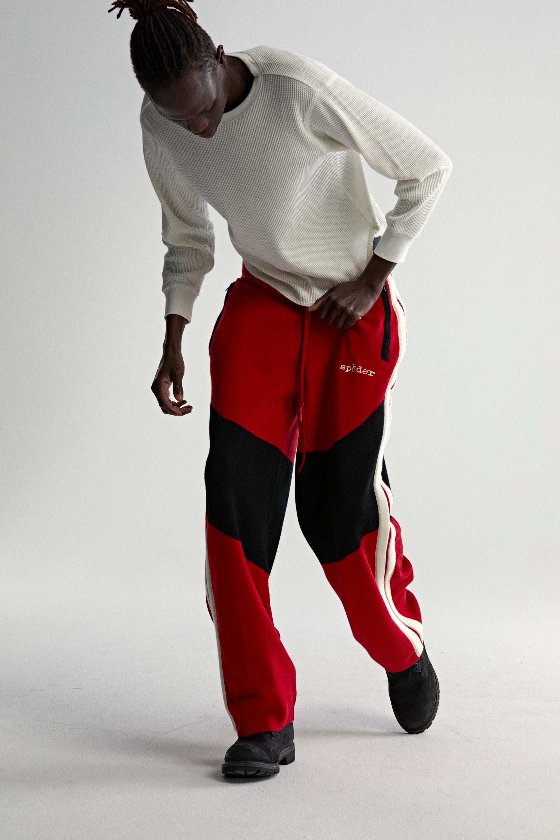 RED KNIT 5 TRACK PANT