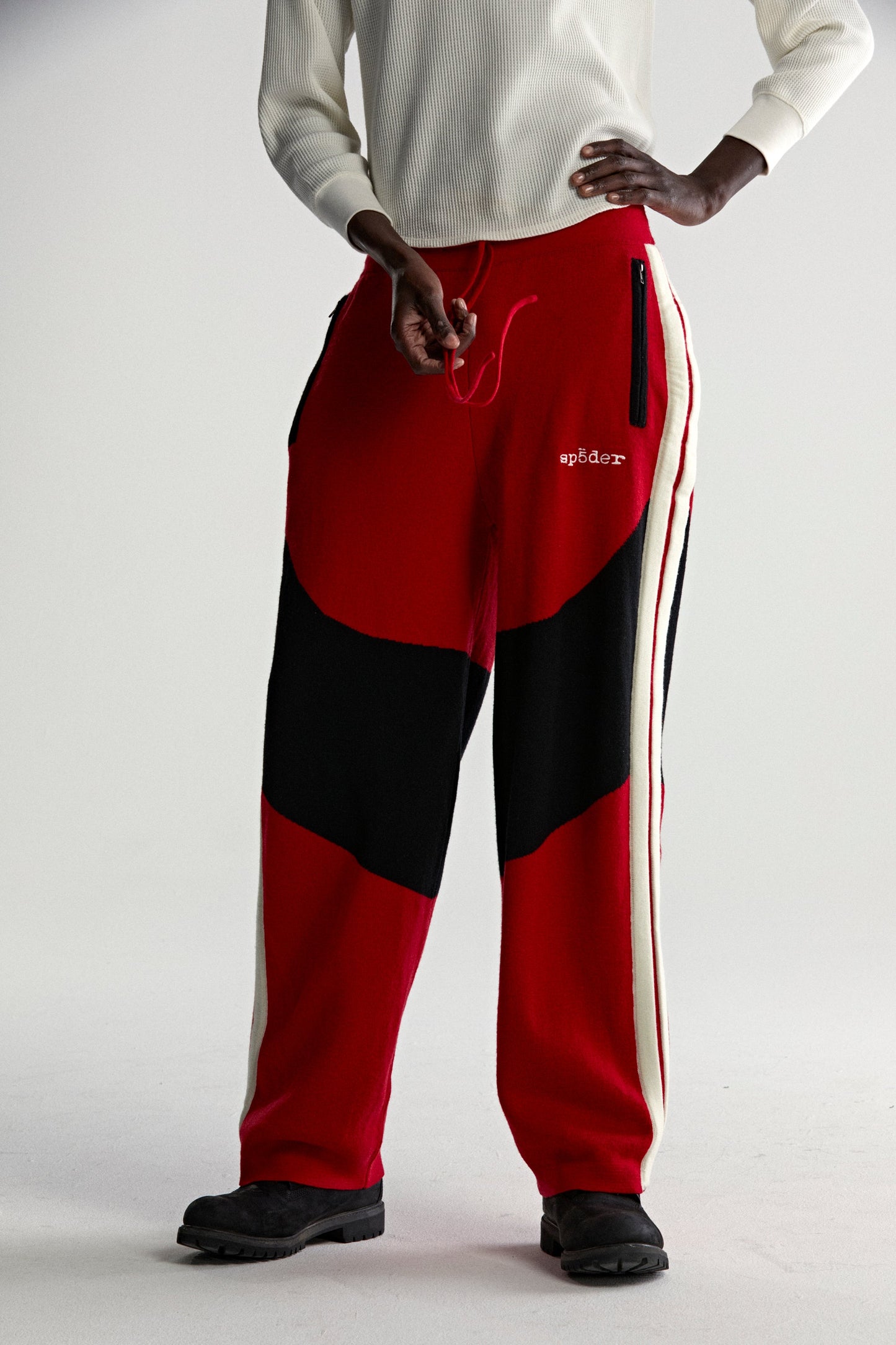 RED KNIT 5 TRACK PANT