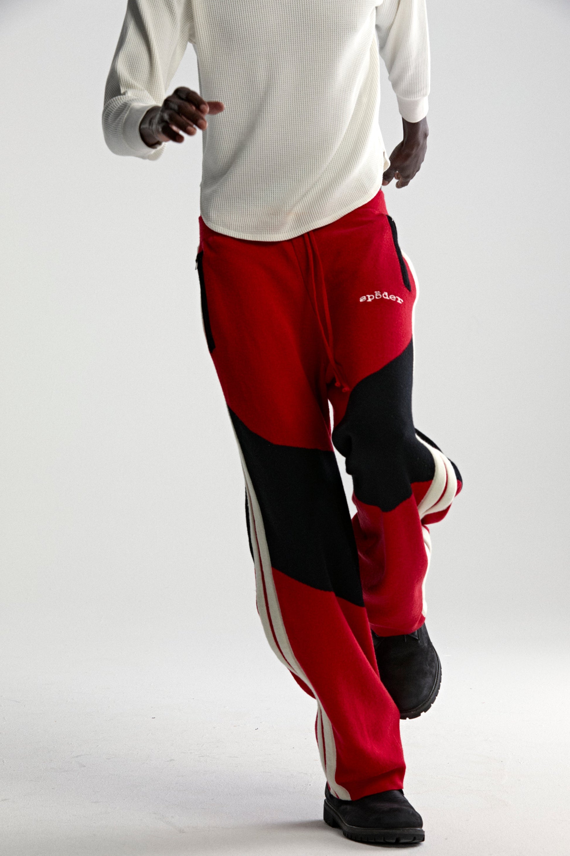 RED KNIT 5 TRACK PANT