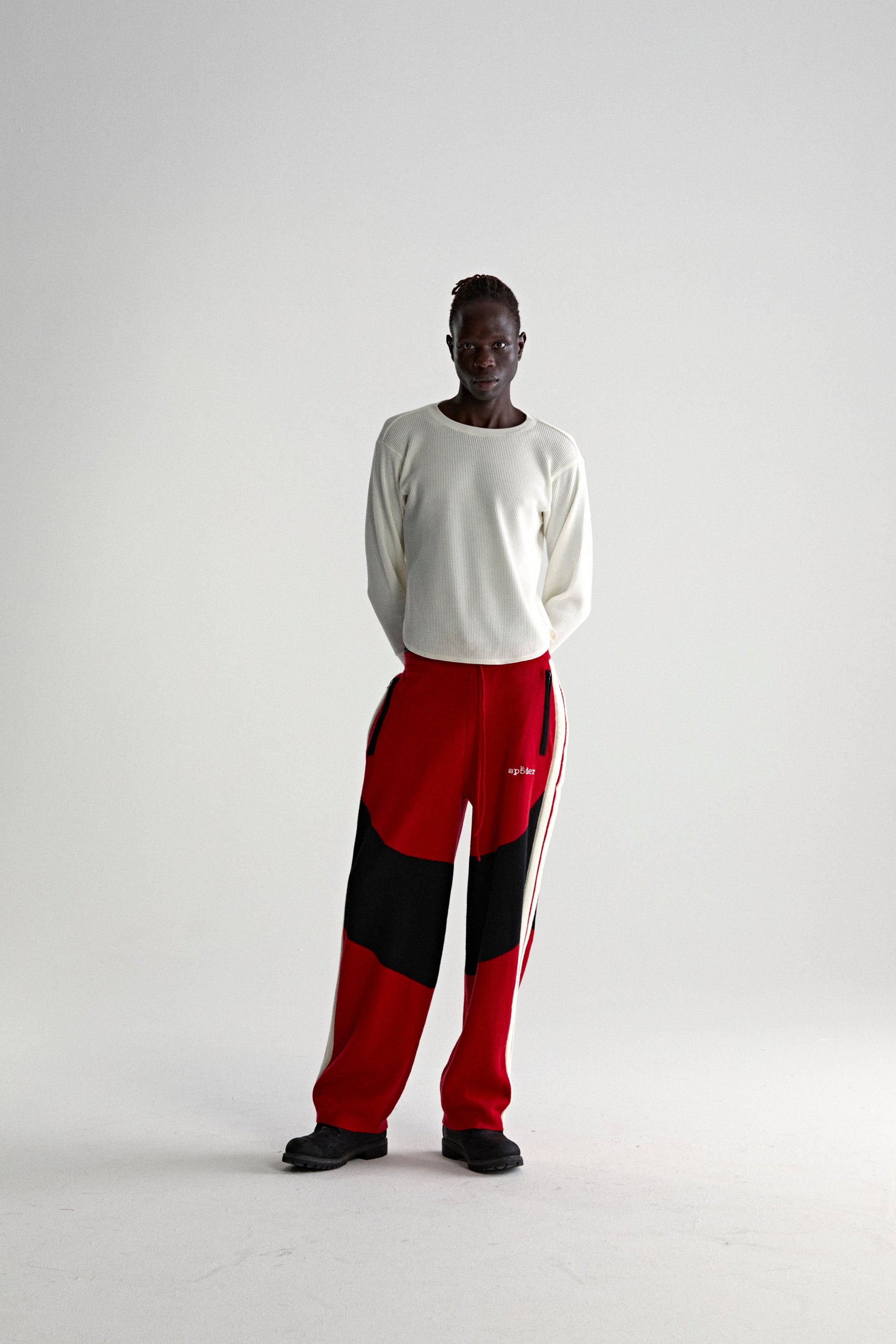 RED KNIT 5 TRACK PANT