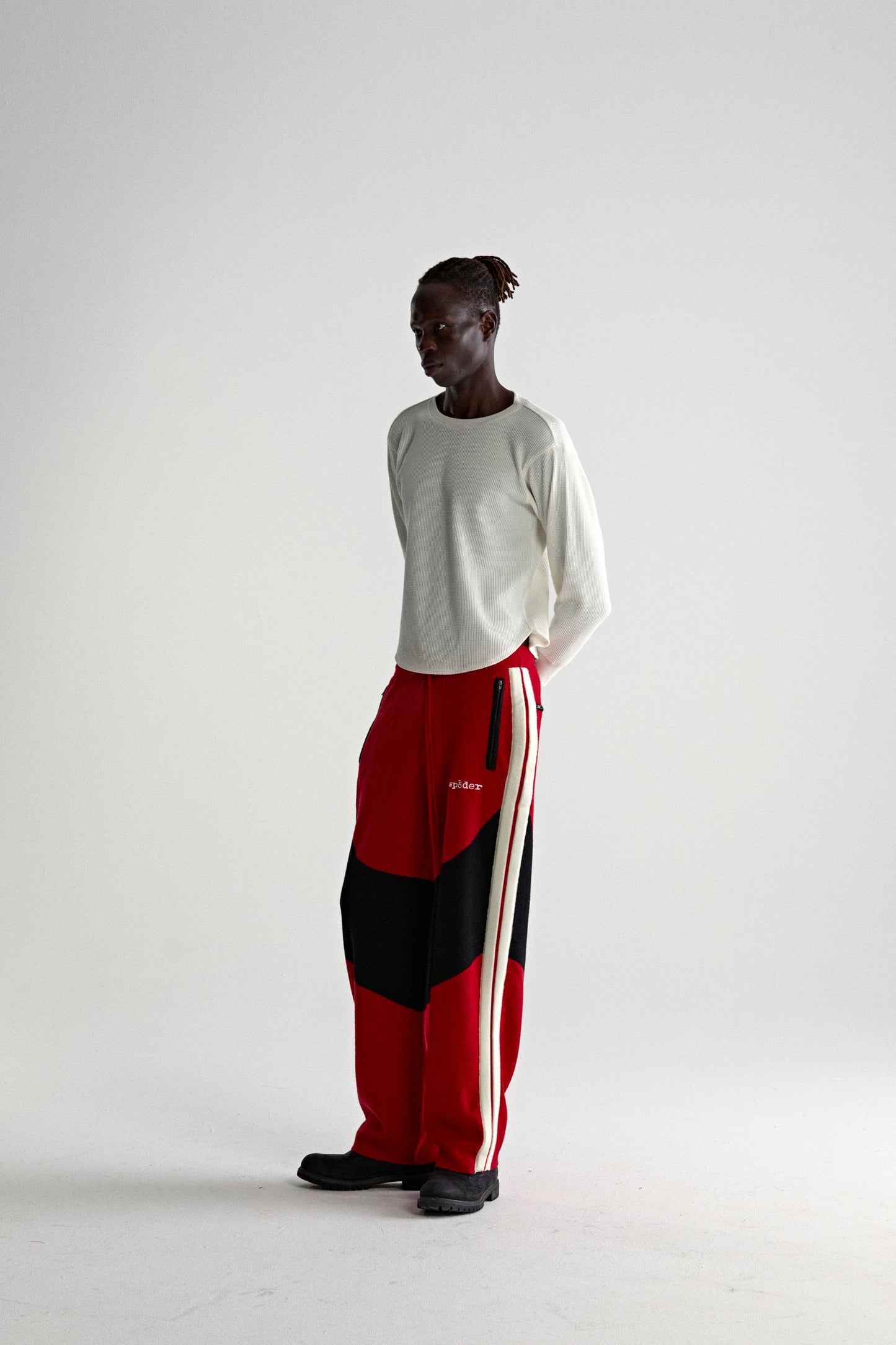 RED KNIT 5 TRACK PANT