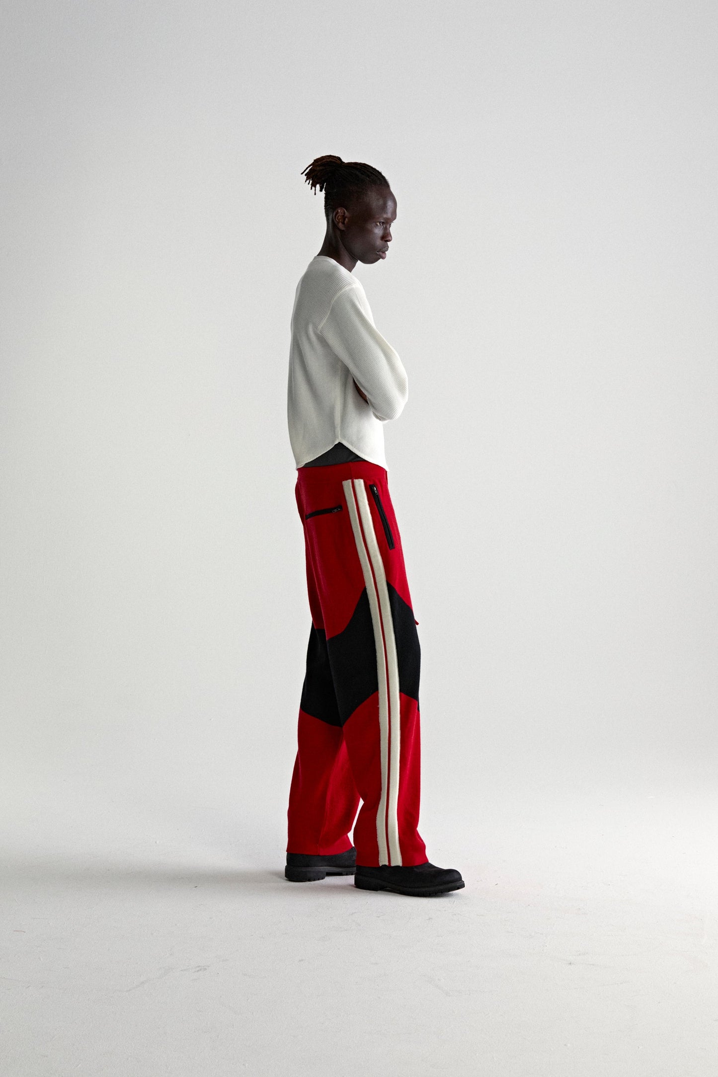 RED KNIT 5 TRACK PANT