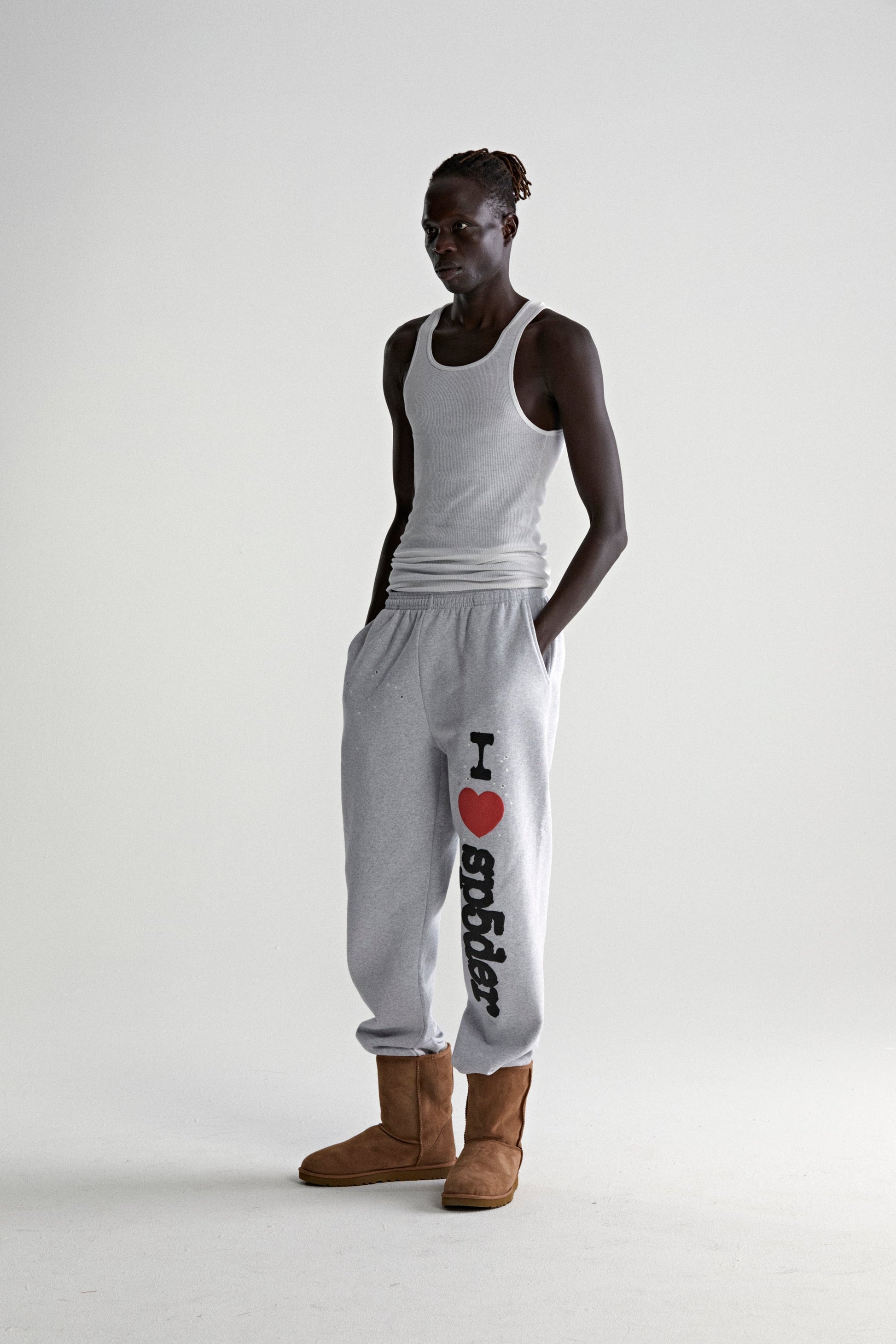 HEATHER GREY SOUVENIR SWEATPANT ON MODEL