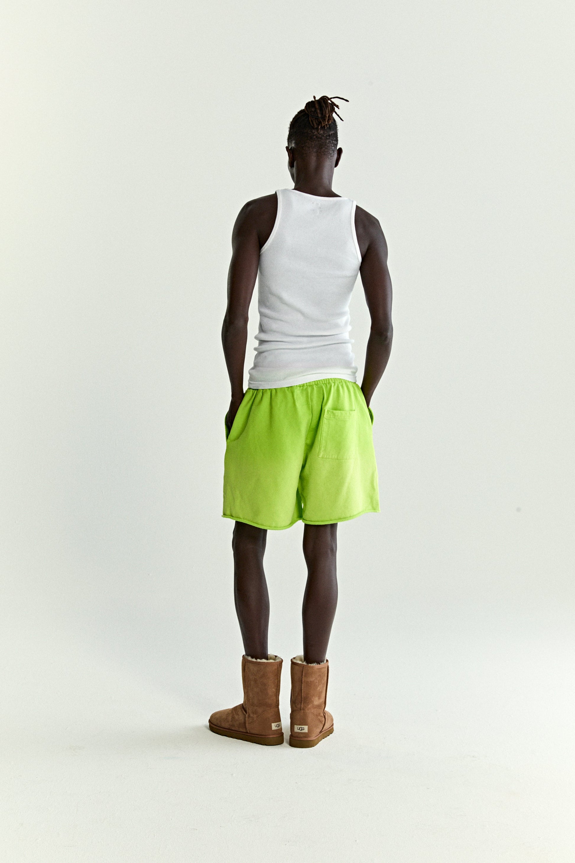 ACID GREEN OG WEB V2 SWEATSHORT ON MODEL