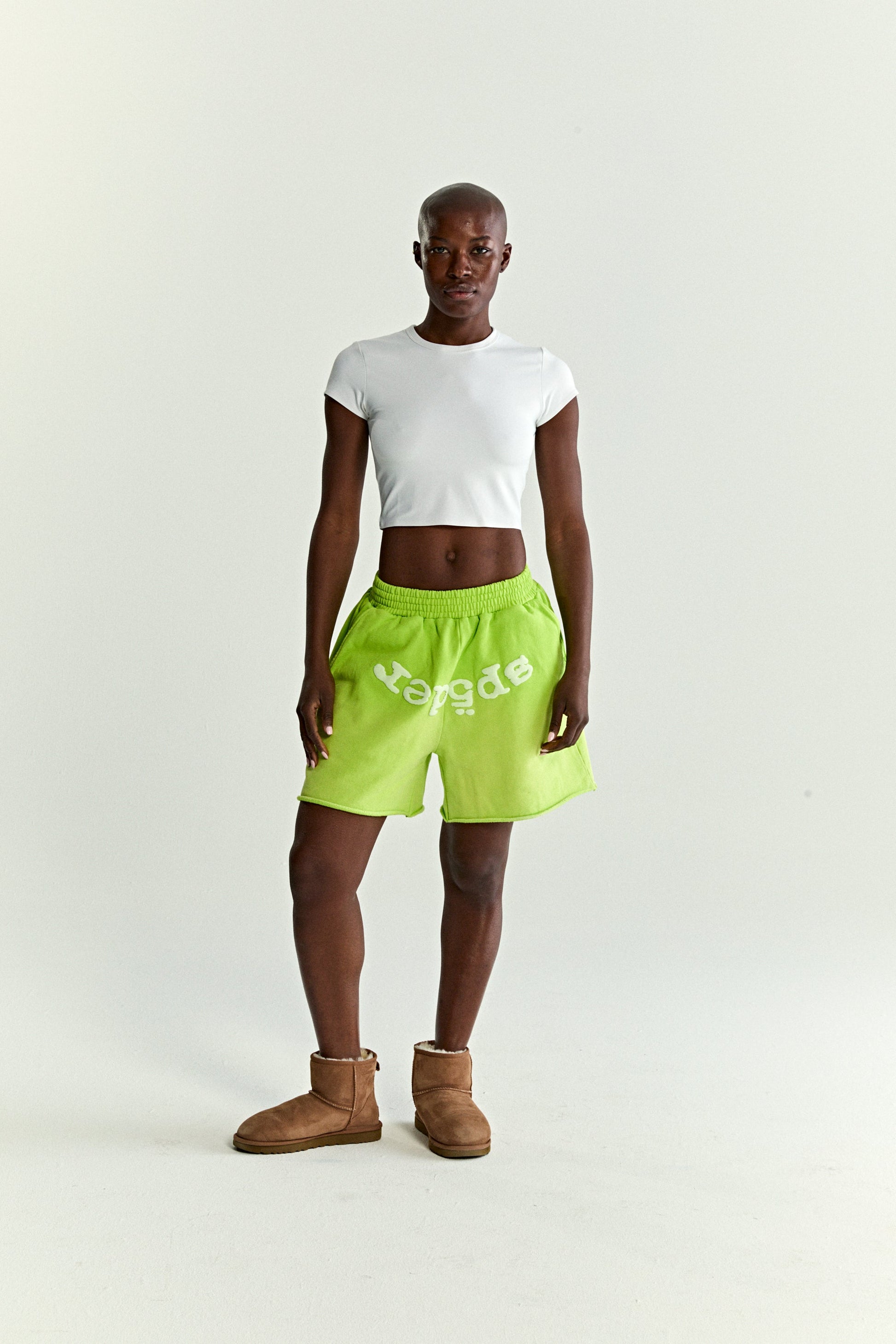 ACID GREEN OG WEB V2 SWEATSHORT ON MODEL
