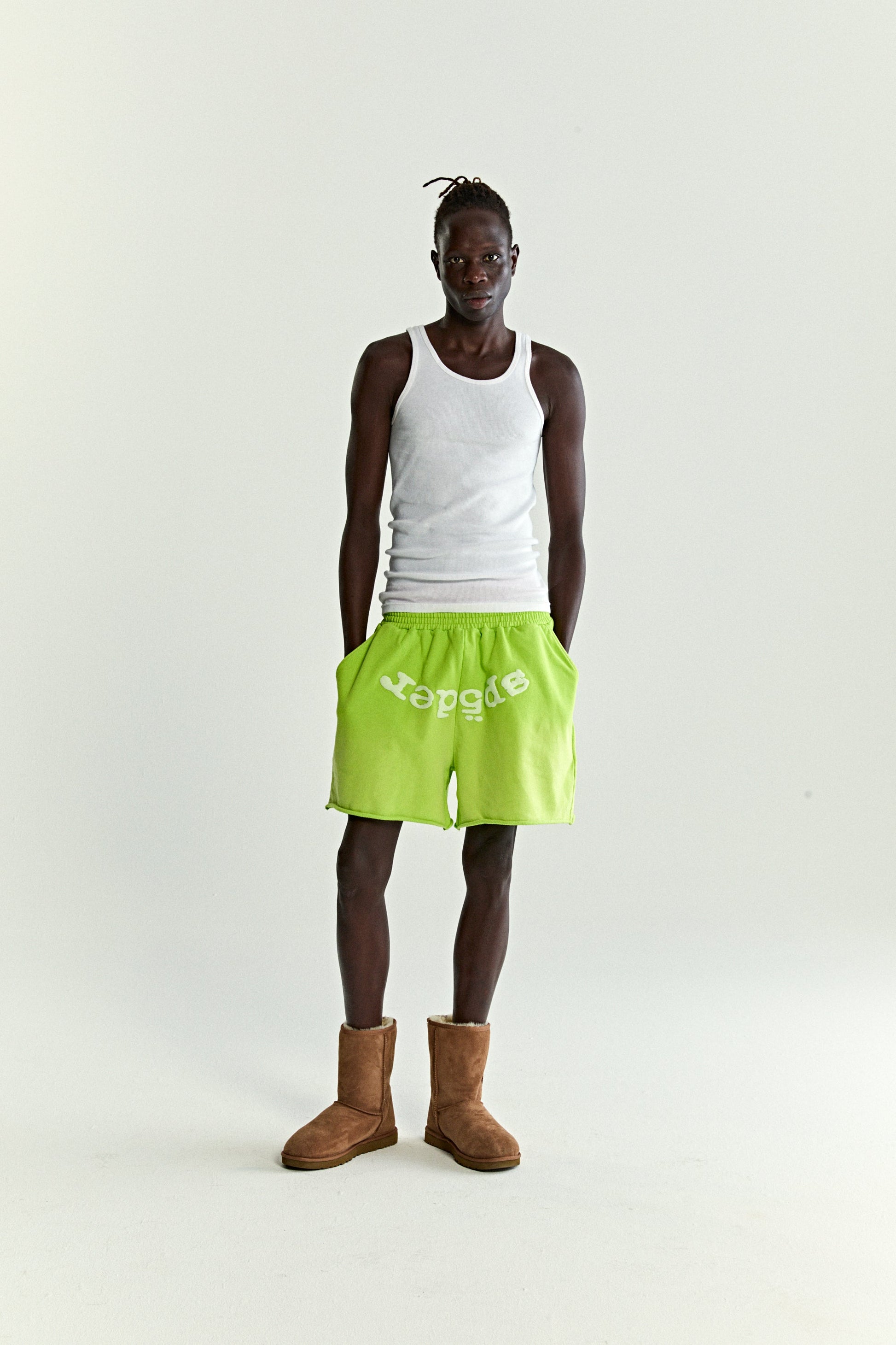 ACID GREEN OG WEB V2 SWEATSHORT ON MODEL