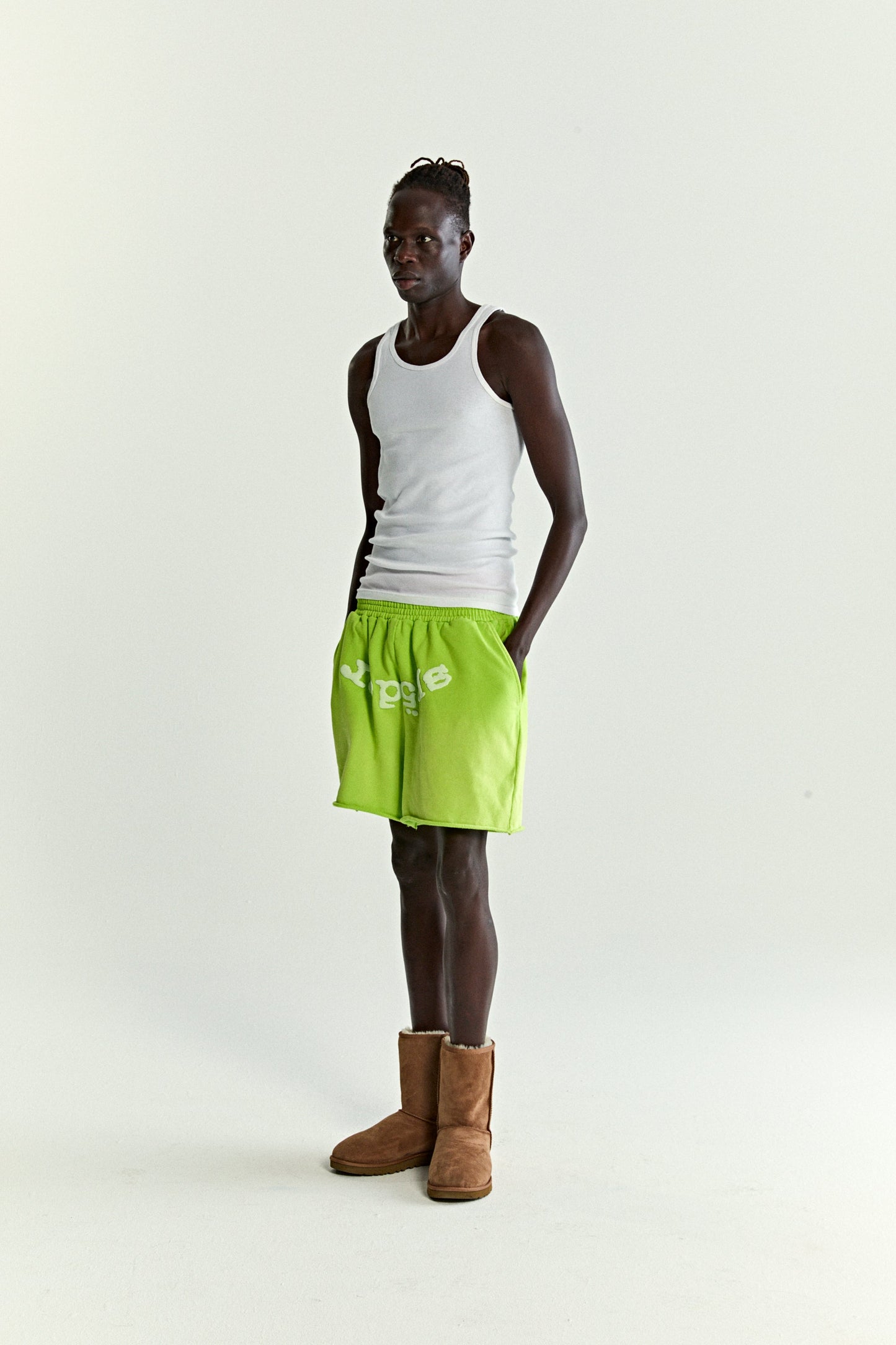 ACID GREEN OG WEB V2 SWEATSHORT ON MODEL